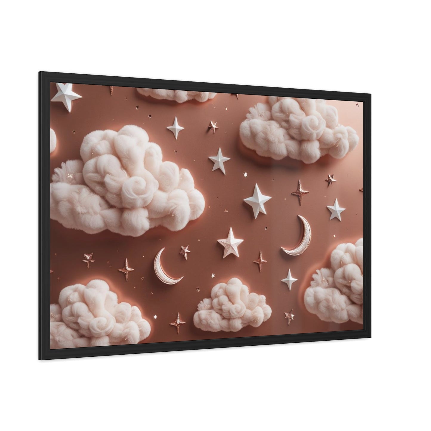Framed Cloud and Star Poster, Nursery Wall Art, Gift for Baby Shower