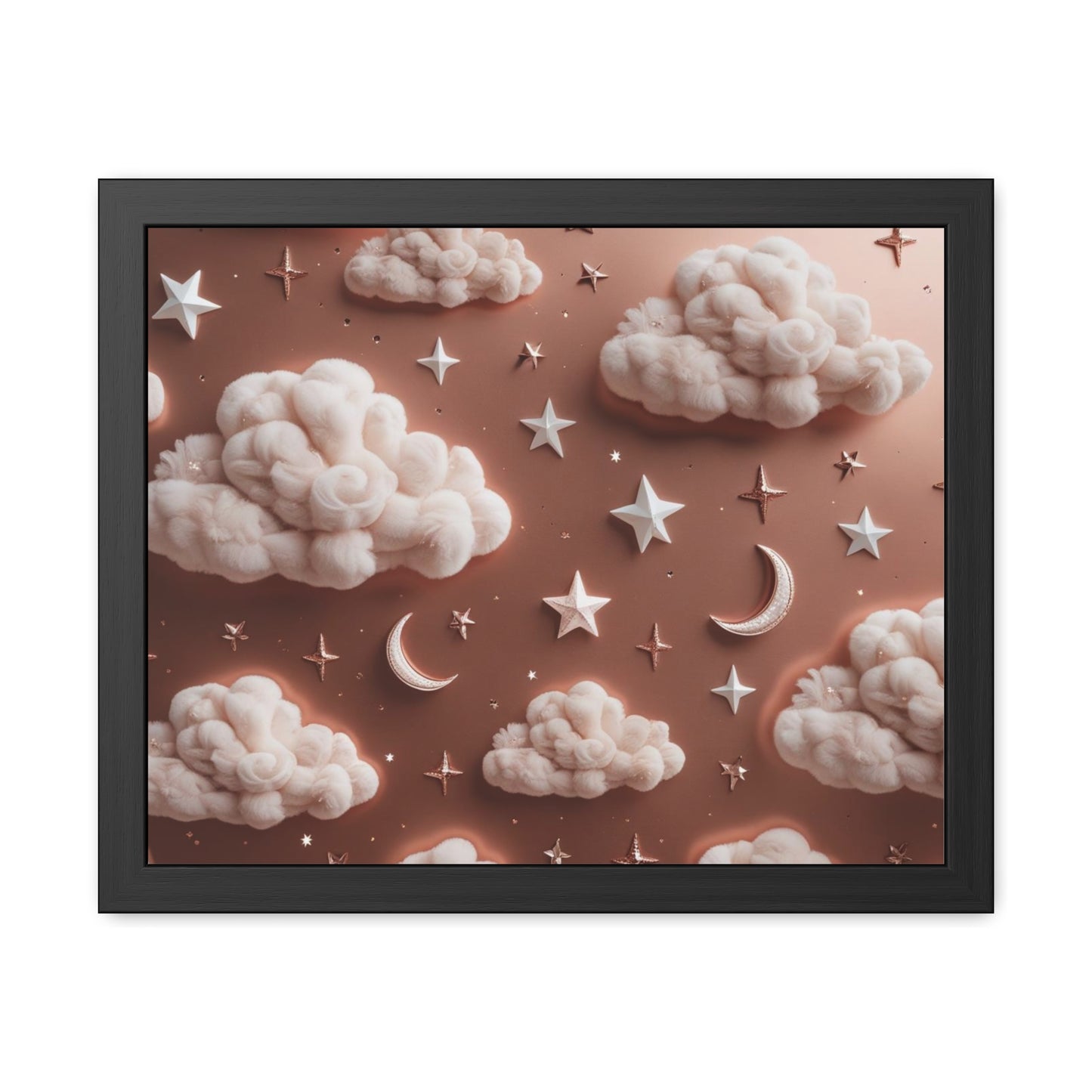 Framed Cloud and Star Poster, Nursery Wall Art, Gift for Baby Shower