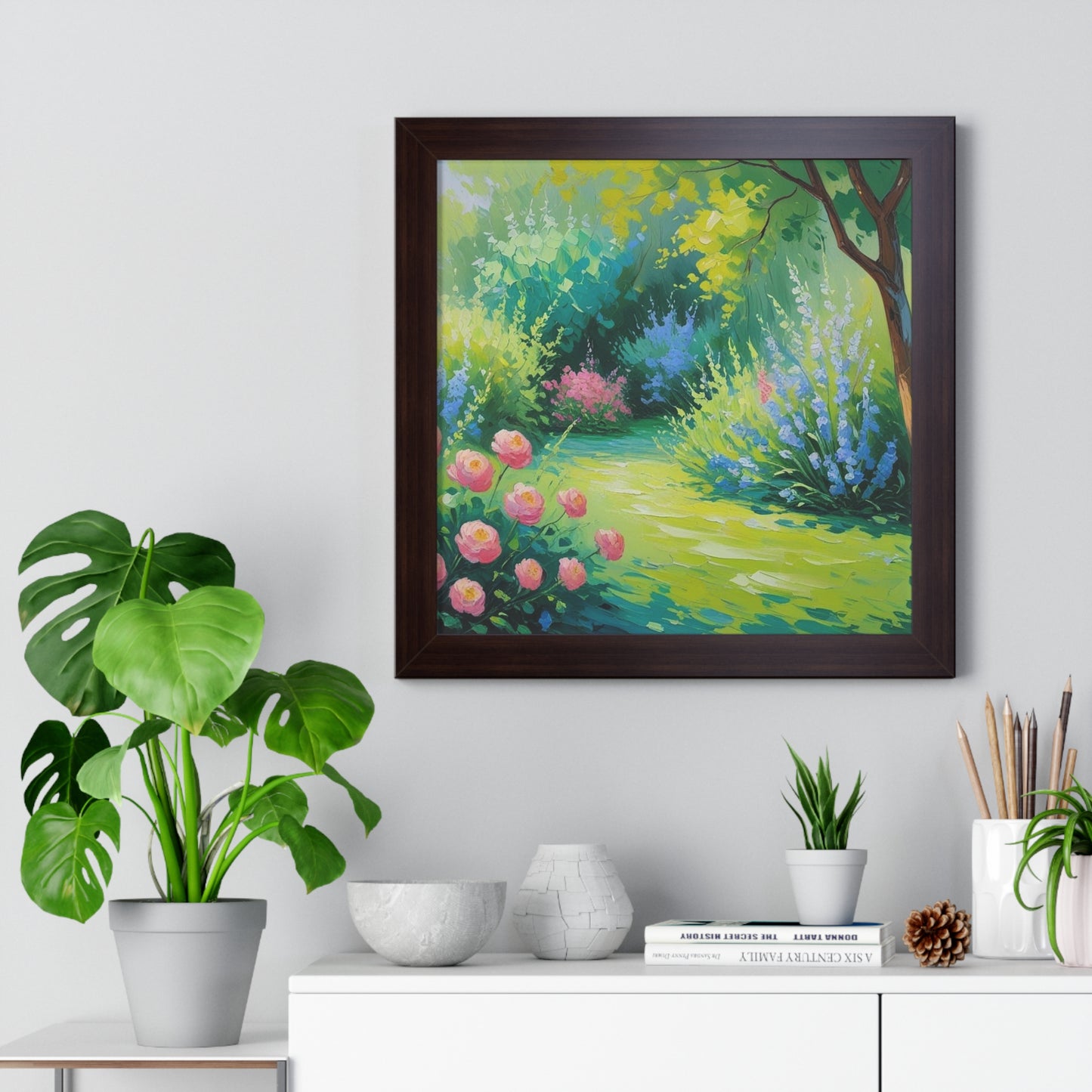 Framed Floral Landscape Art Print
