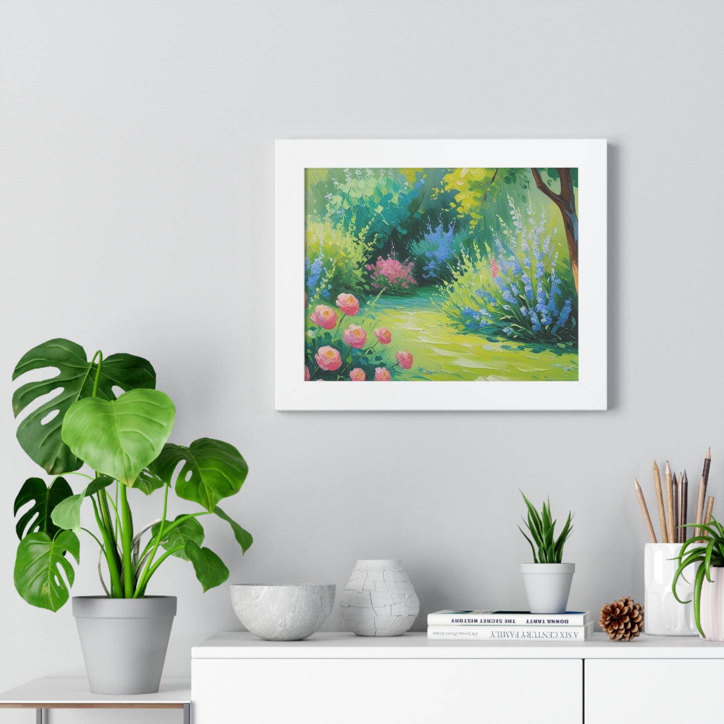 Framed Floral Landscape Art Print
