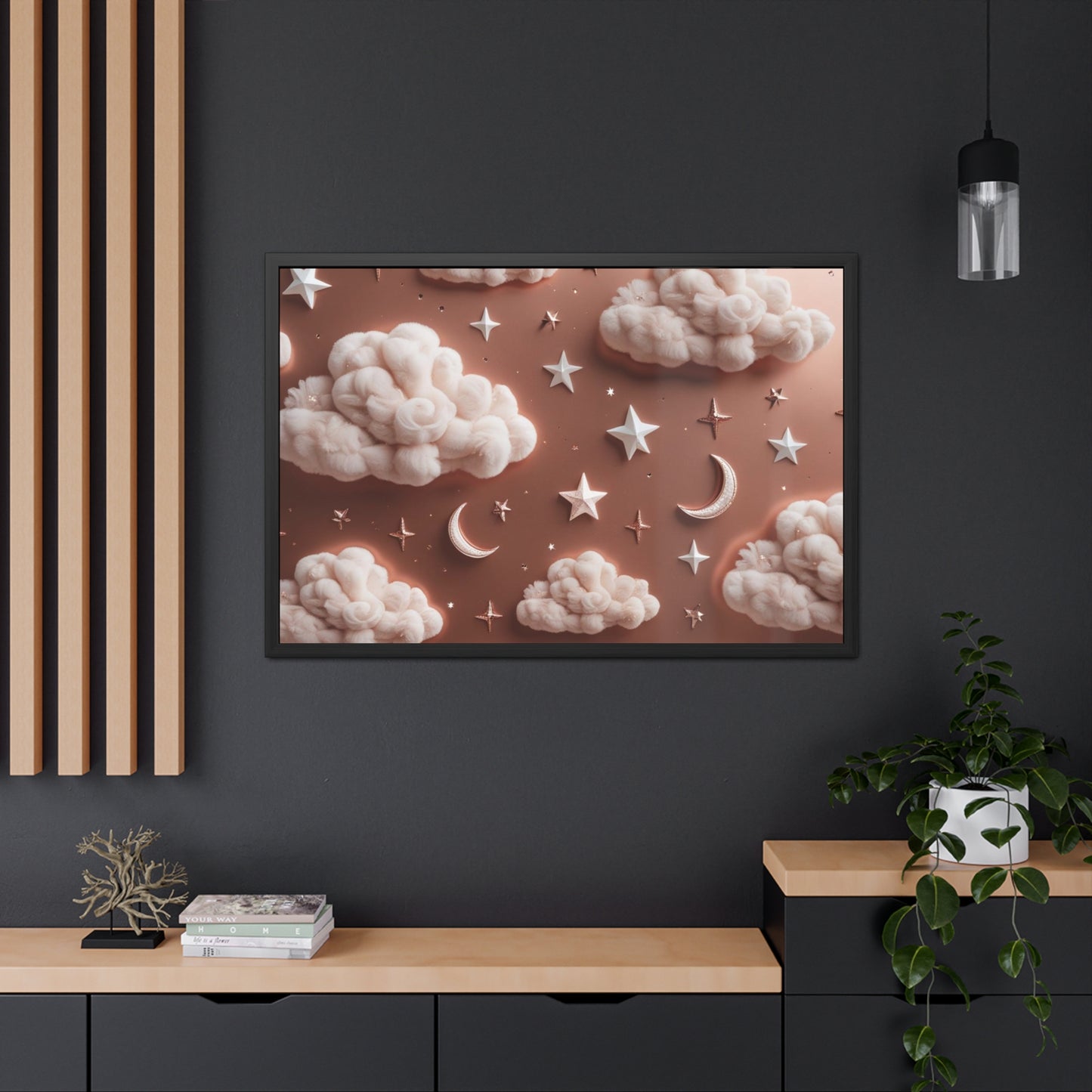Framed Cloud and Star Poster, Nursery Wall Art, Gift for Baby Shower