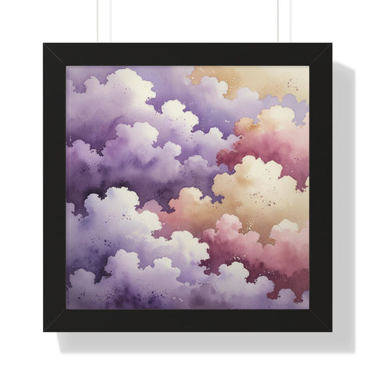 Serene Watercolor Cloud Art Print, Framed Wall Decor