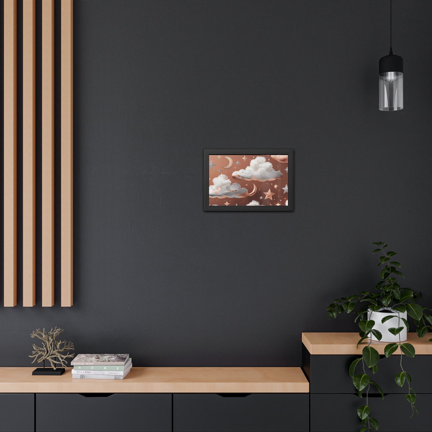 Cozy Celestial Framed Poster, Dreamy Nursery Artwor, Gift for Astronomers