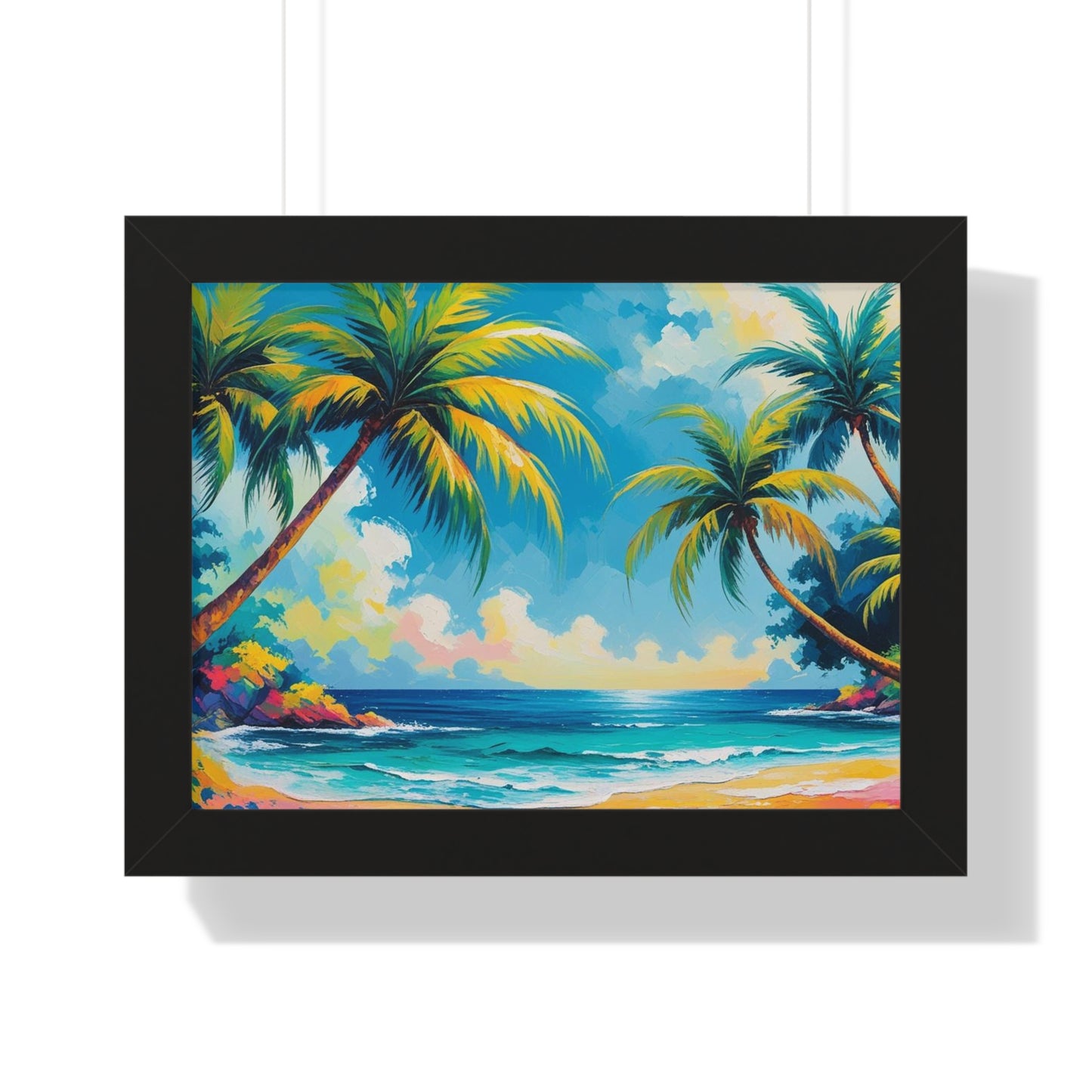 Tropical Framed Poster, Colorful Beach Art