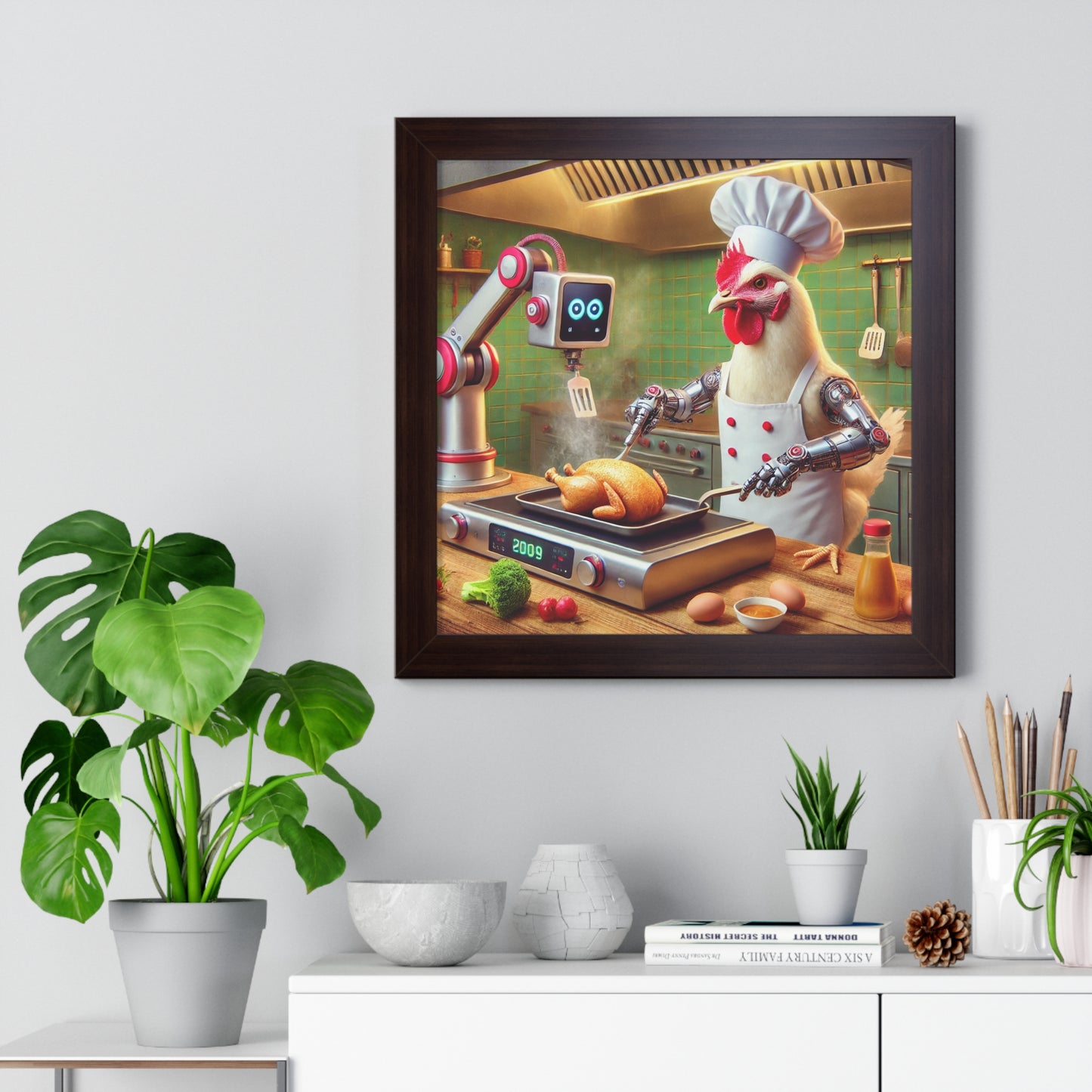 Funny Chicken Chef Framed Horizontal Poster