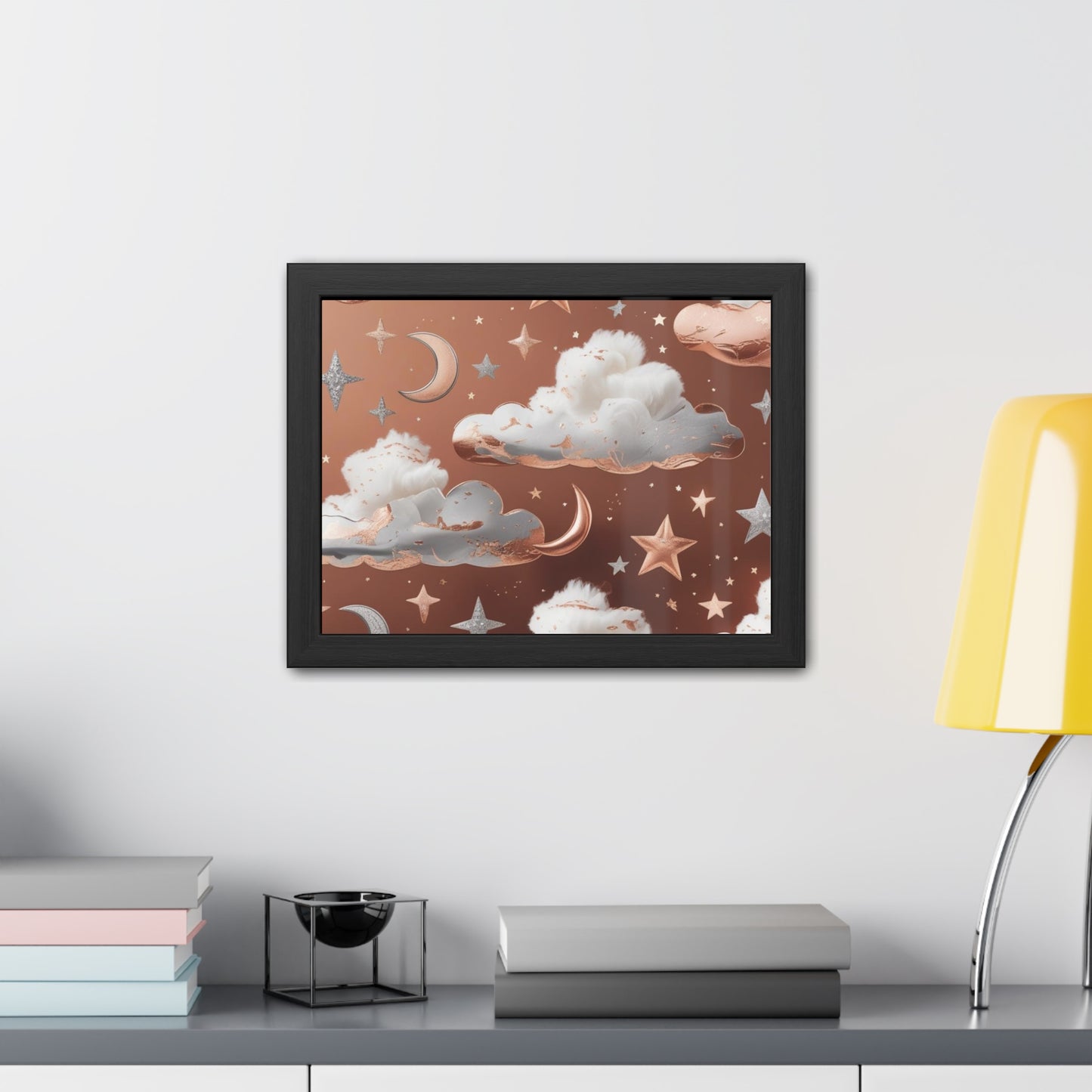 Cozy Celestial Framed Poster, Dreamy Nursery Artwor, Gift for Astronomers