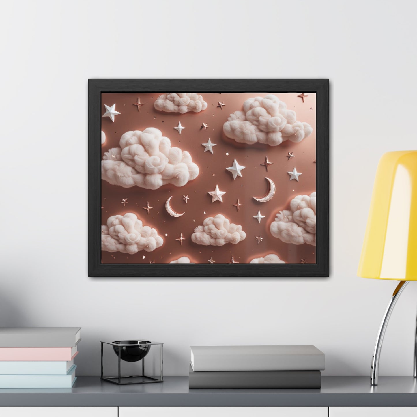 Framed Cloud and Star Poster, Nursery Wall Art, Gift for Baby Shower