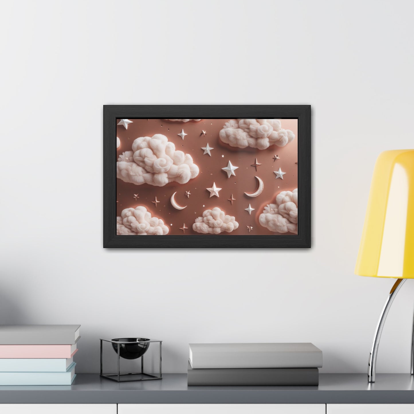 Framed Cloud and Star Poster, Nursery Wall Art, Gift for Baby Shower