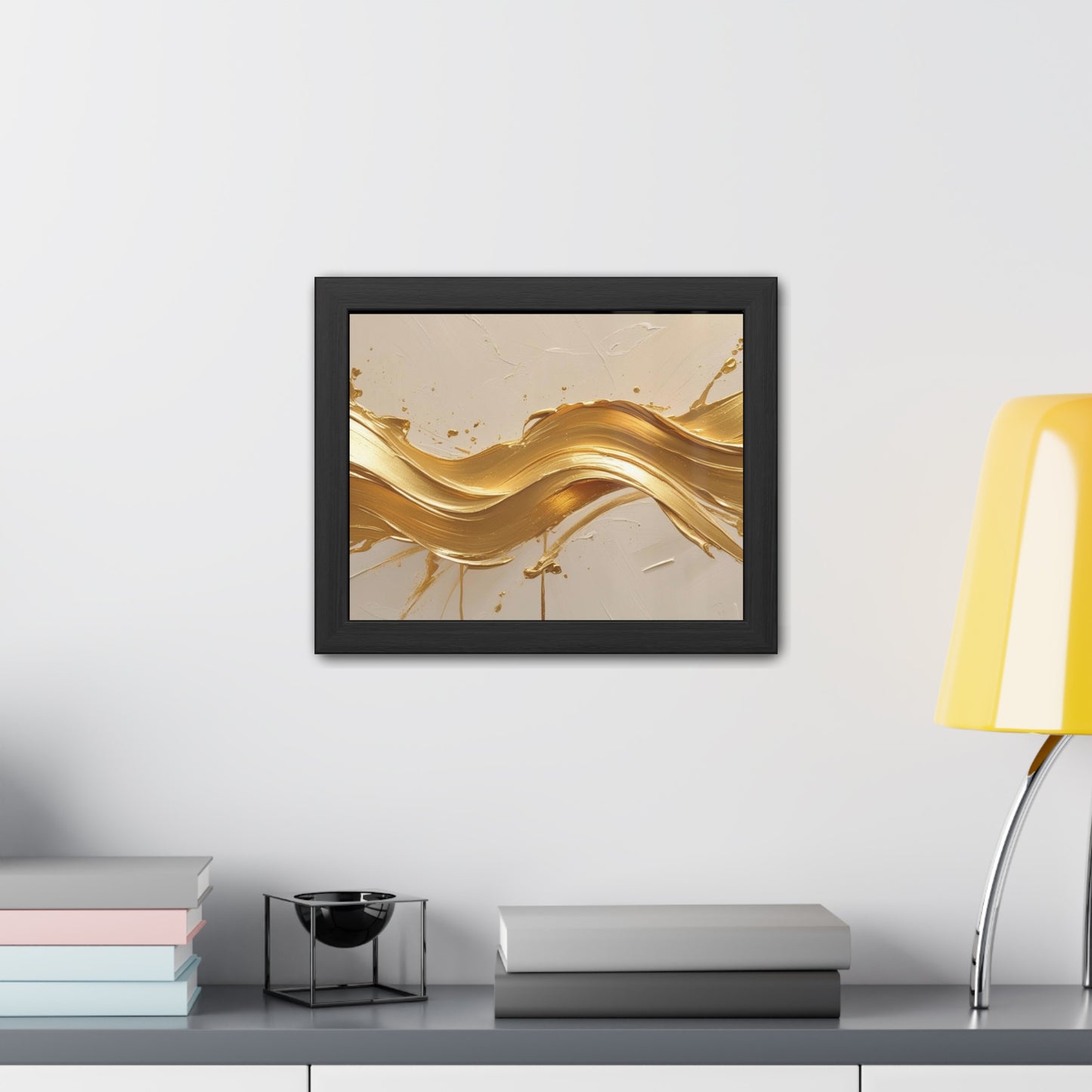 Elegant Gold Wave Framed Poster