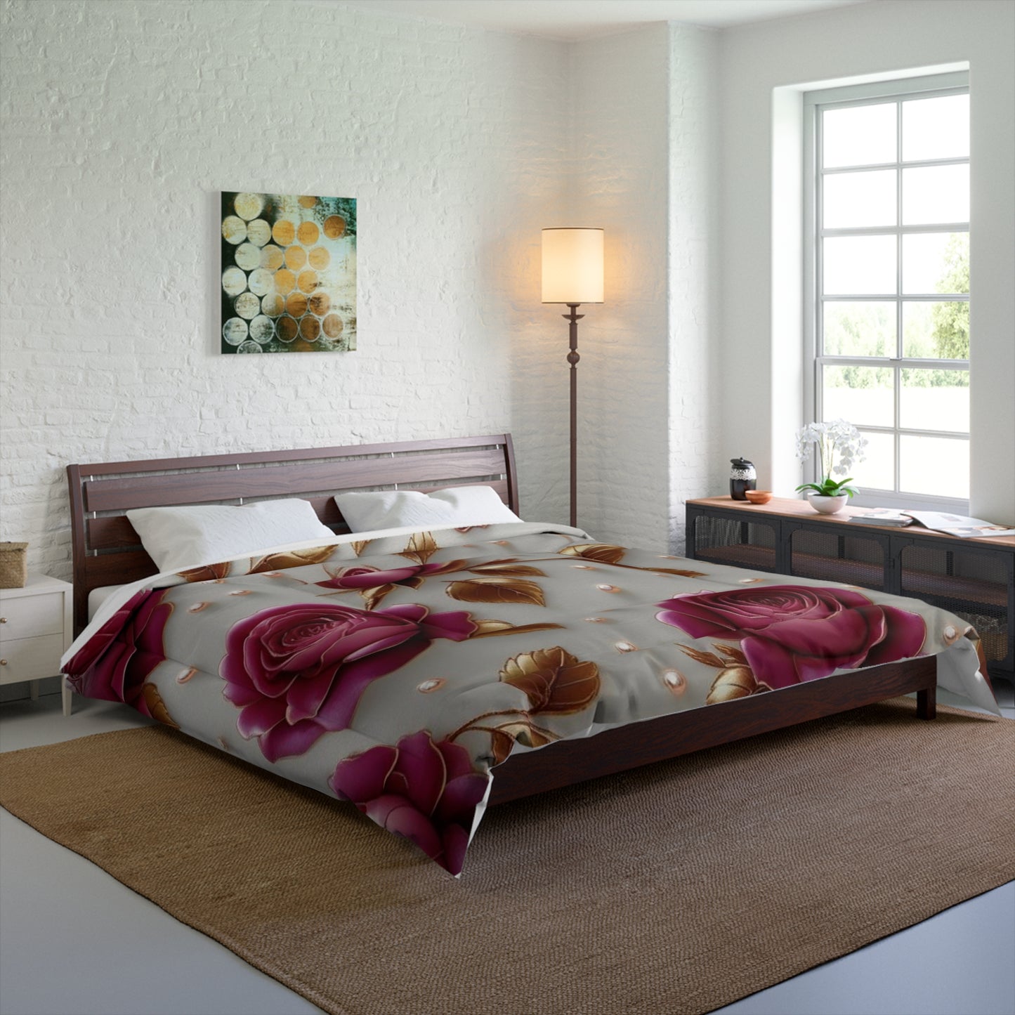 Rose Floral Comforter - Cozy Bedding for Romantic Decor