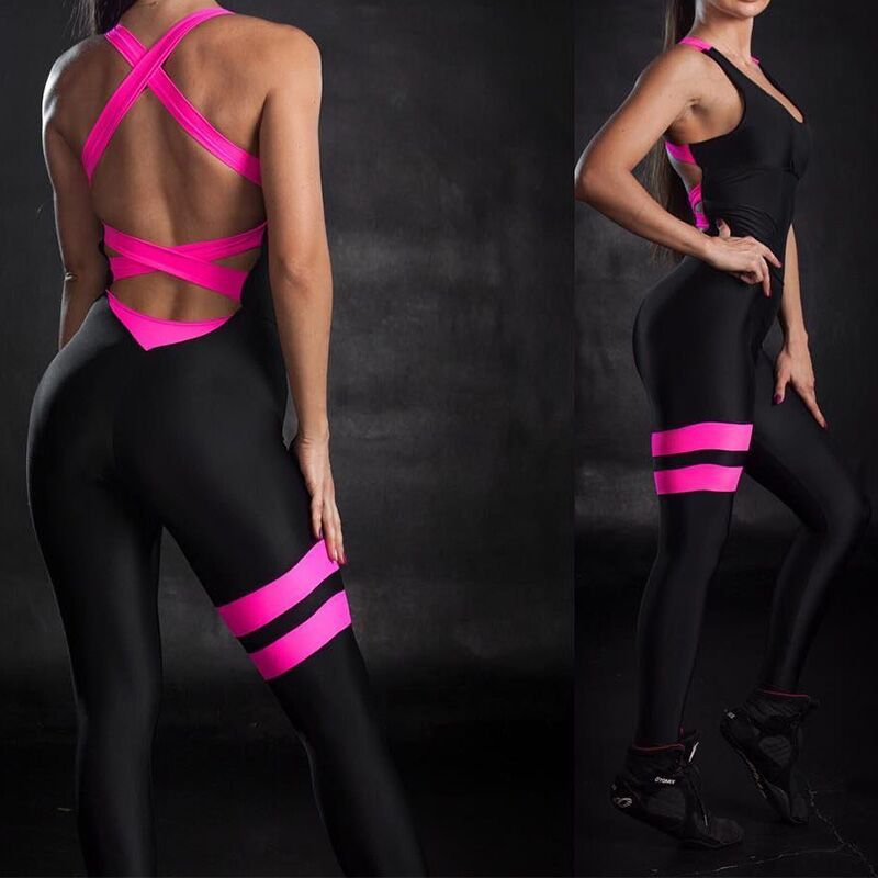 Women's Halter Sexy Corset Fitness Jumpsuit