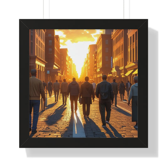 Sunset Cityscape Framed Poster, Urban Wall Art