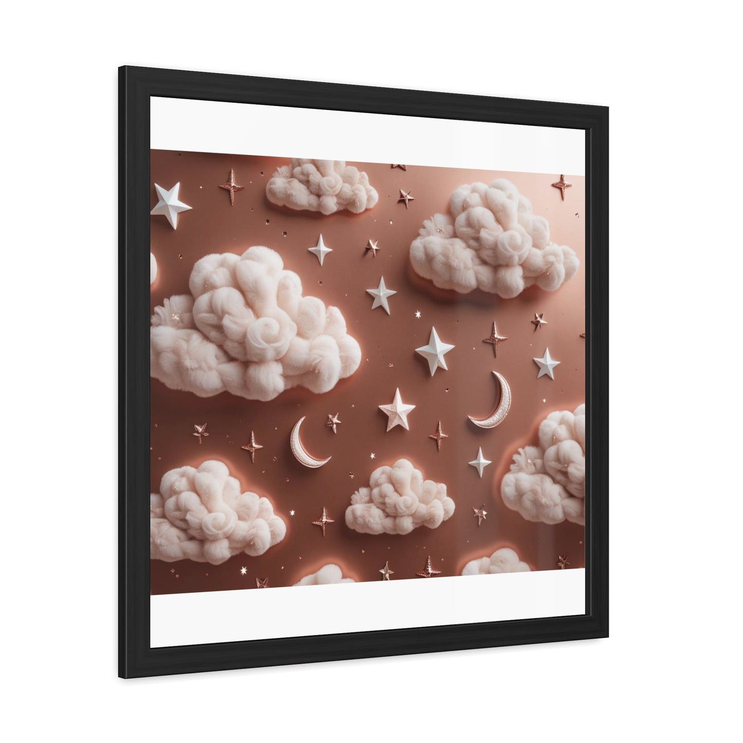 Framed Cloud and Star Poster, Nursery Wall Art, Gift for Baby Shower