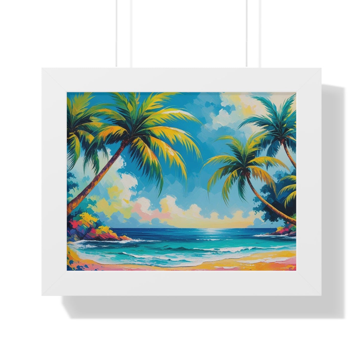 Tropical Framed Poster, Colorful Beach Art