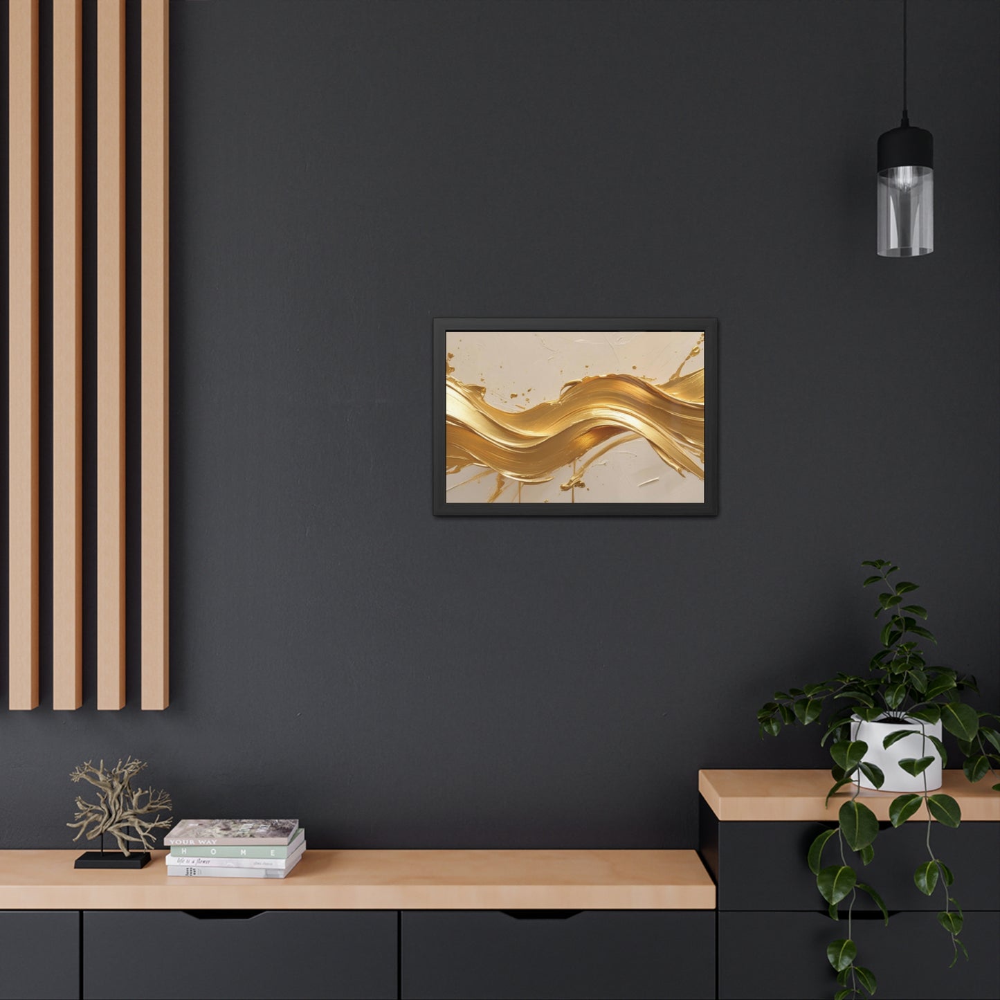 Elegant Gold Wave Framed Poster