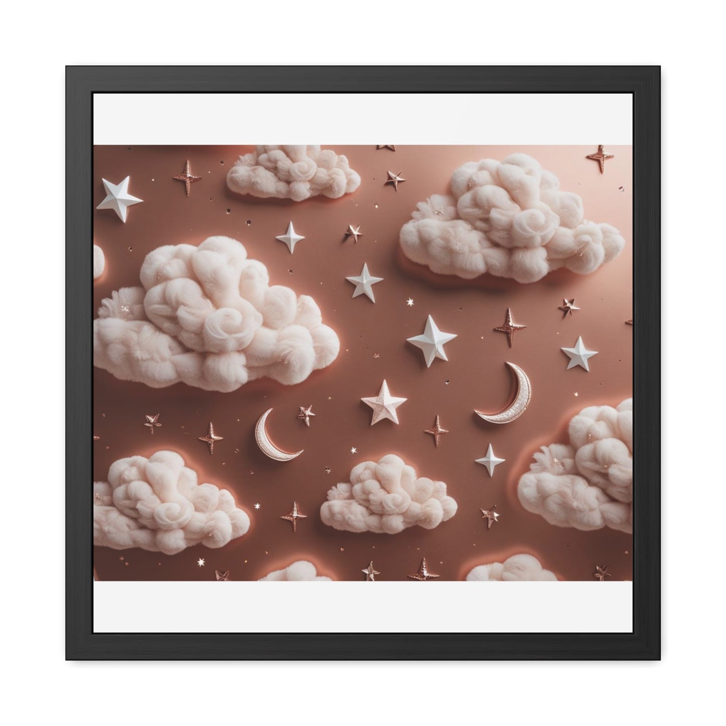 Framed Cloud and Star Poster, Nursery Wall Art, Gift for Baby Shower