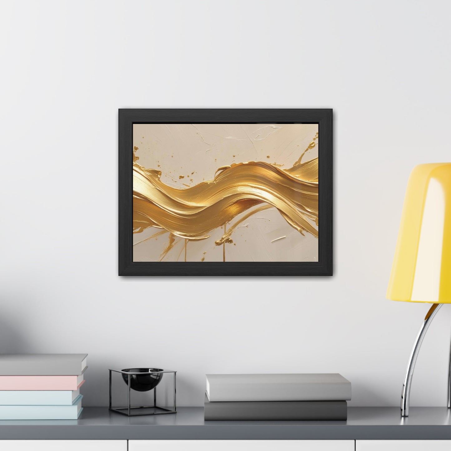 Elegant Gold Wave Framed Poster