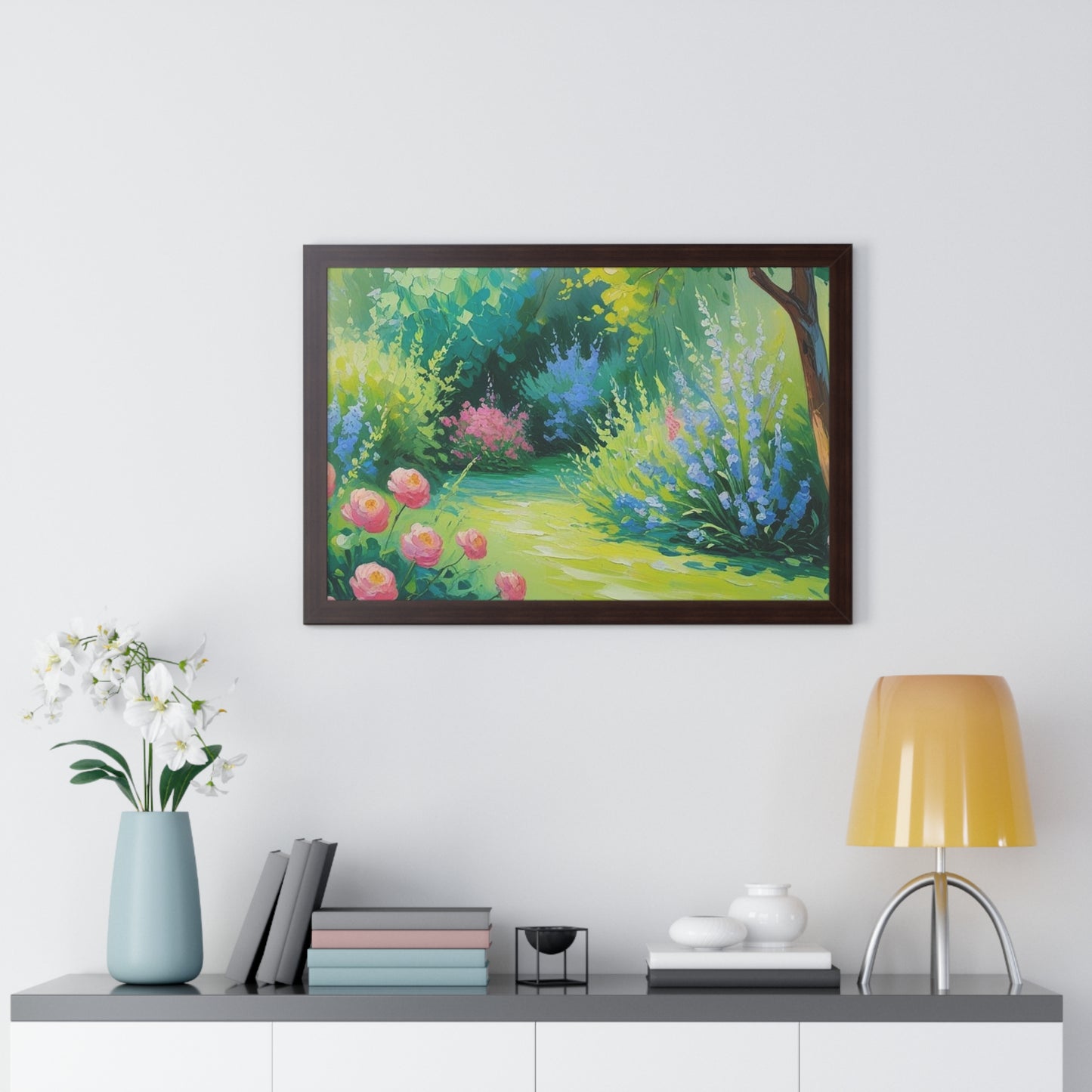 Framed Floral Landscape Art Print