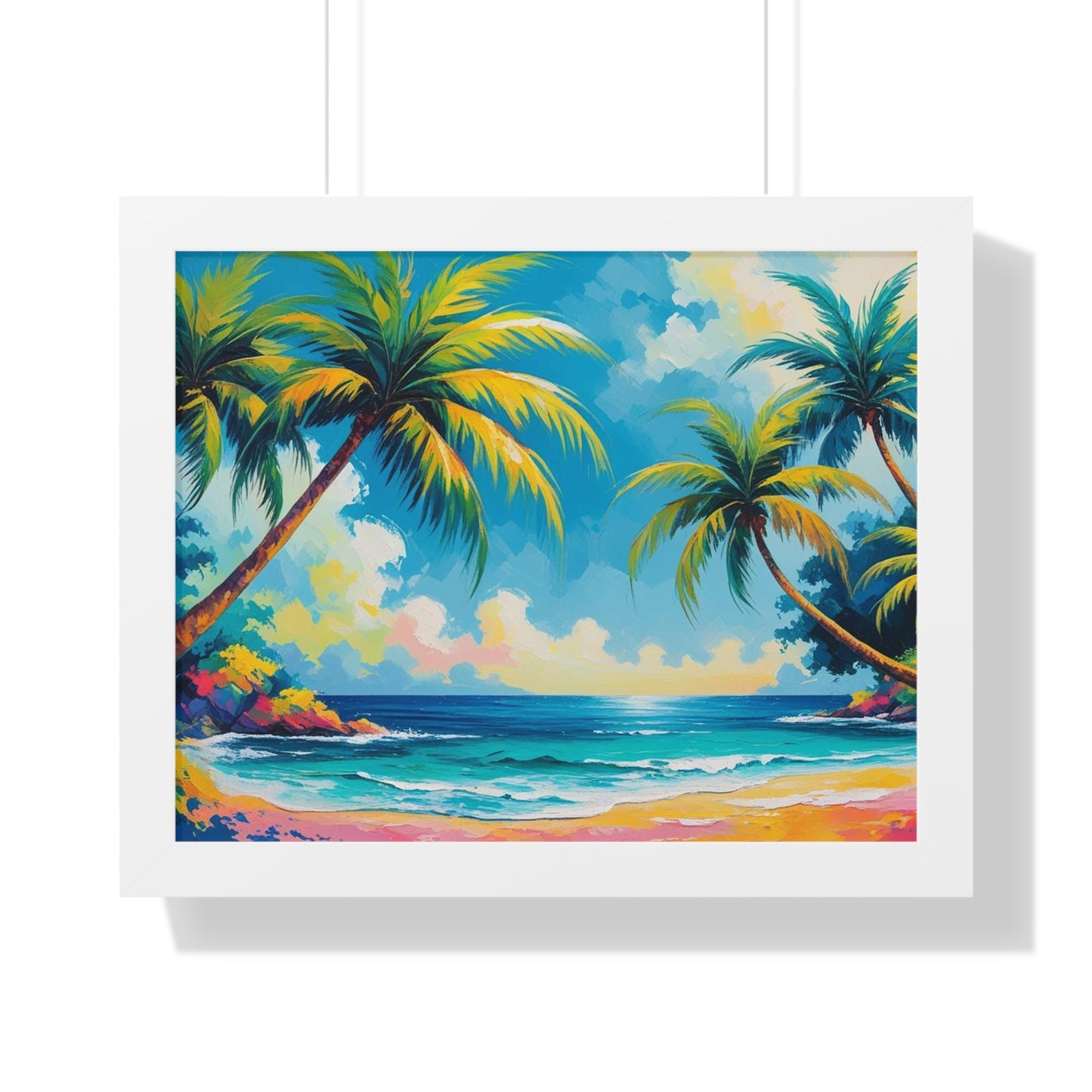 Tropical Framed Poster, Colorful Beach Art