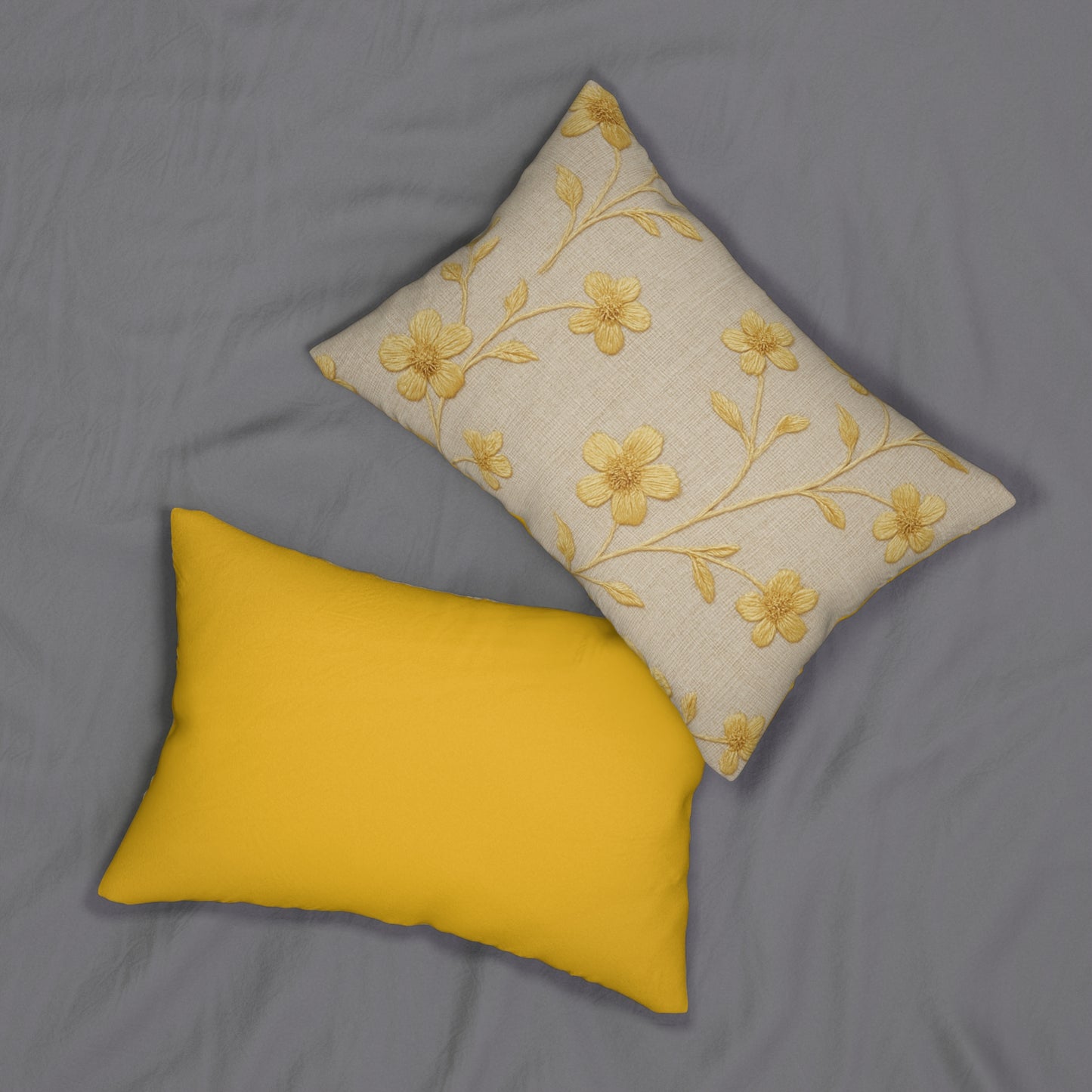 Floral Elegance Yellow Lumbar Pillow