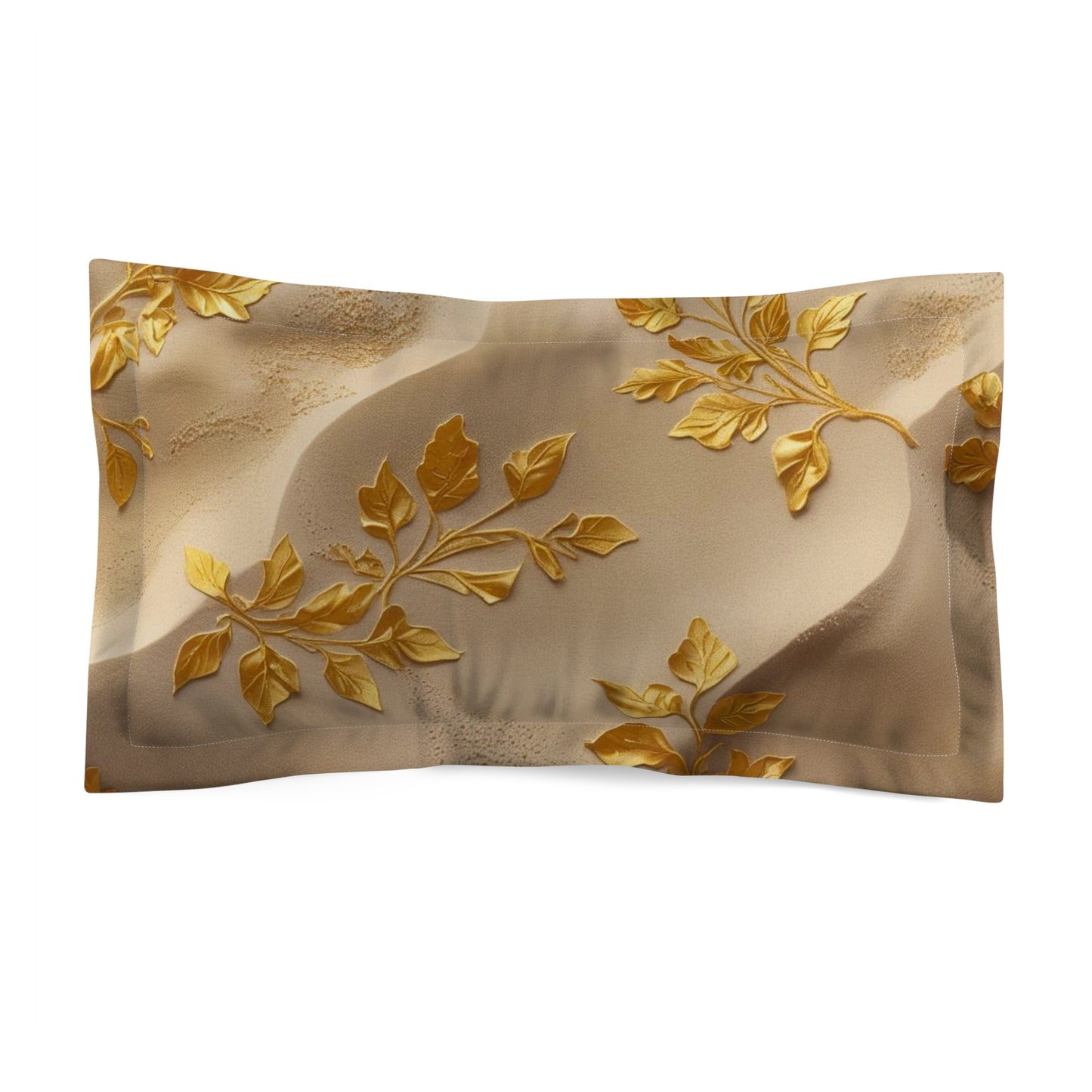 Elegant Golden Leaf Microfiber Pillow Sham