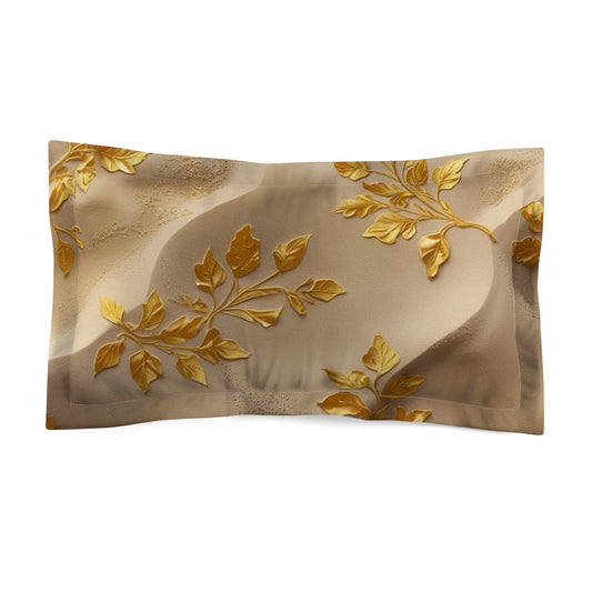 Elegant Golden Leaf Microfiber Pillow Sham