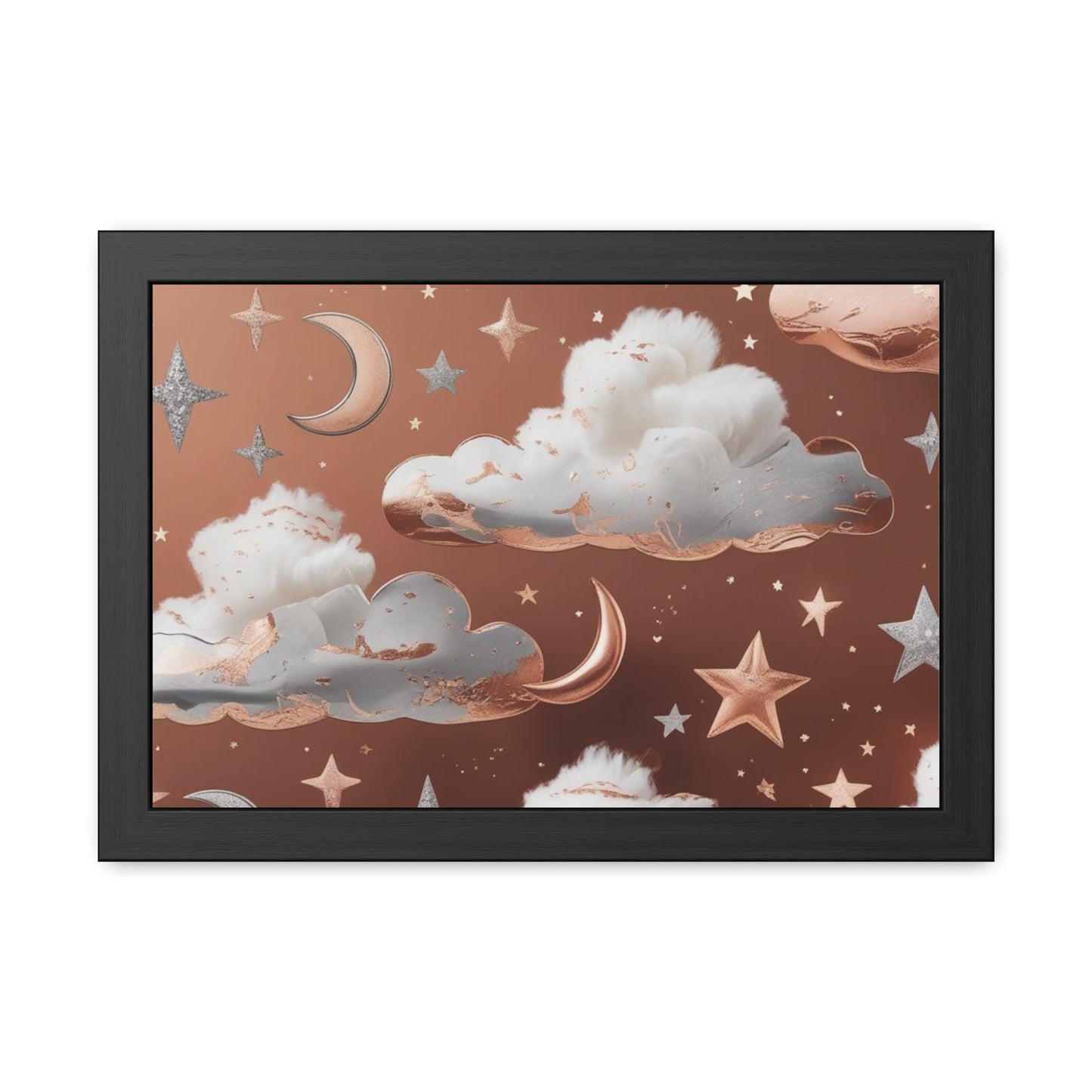 Cozy Celestial Framed Poster, Dreamy Nursery Artwor, Gift for Astronomers