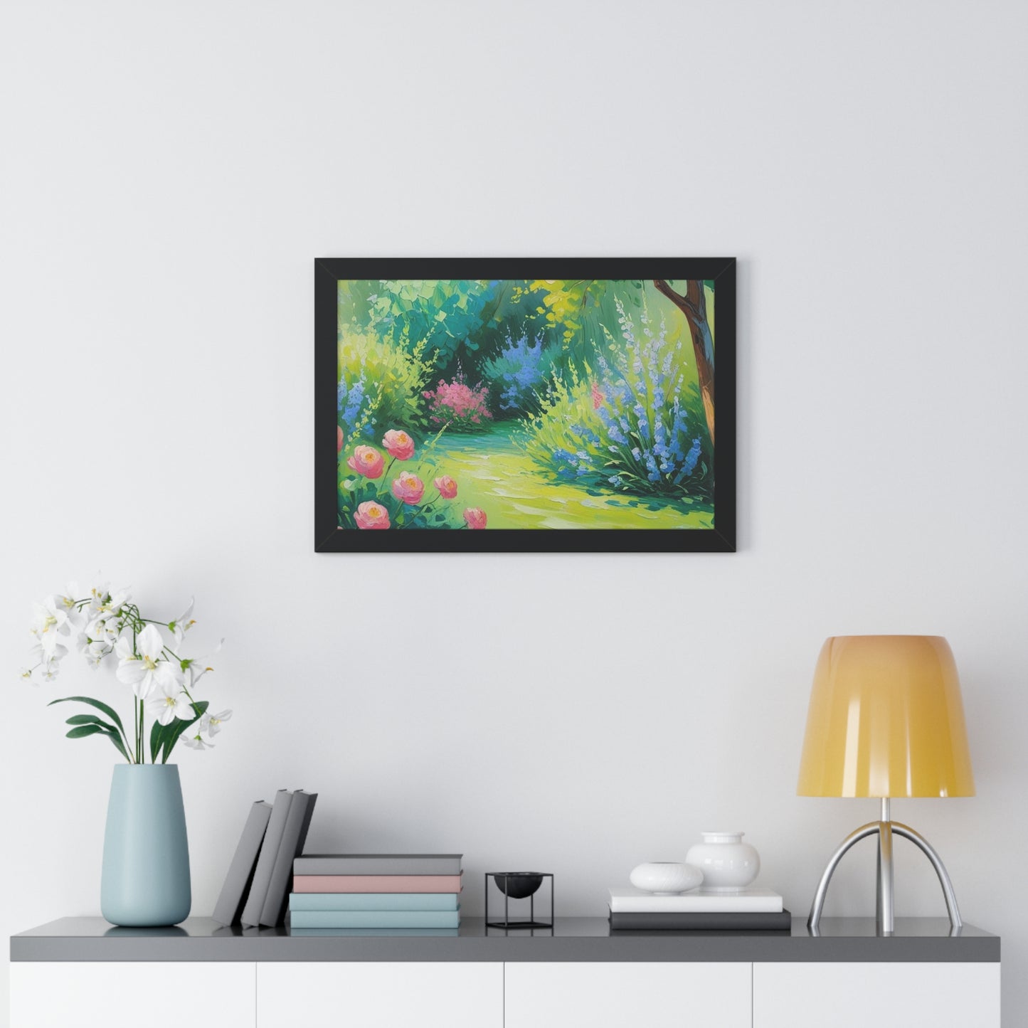 Framed Floral Landscape Art Print