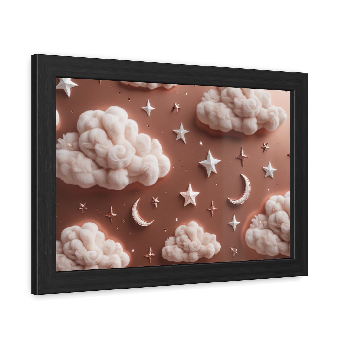 Framed Cloud and Star Poster, Nursery Wall Art, Gift for Baby Shower