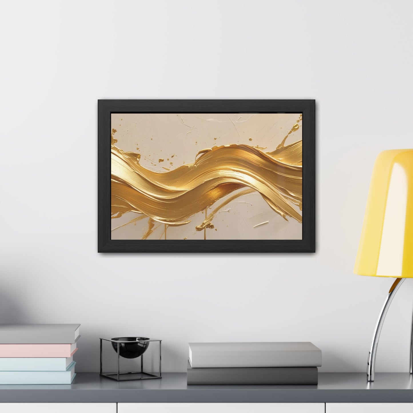 Elegant Gold Wave Framed Poster