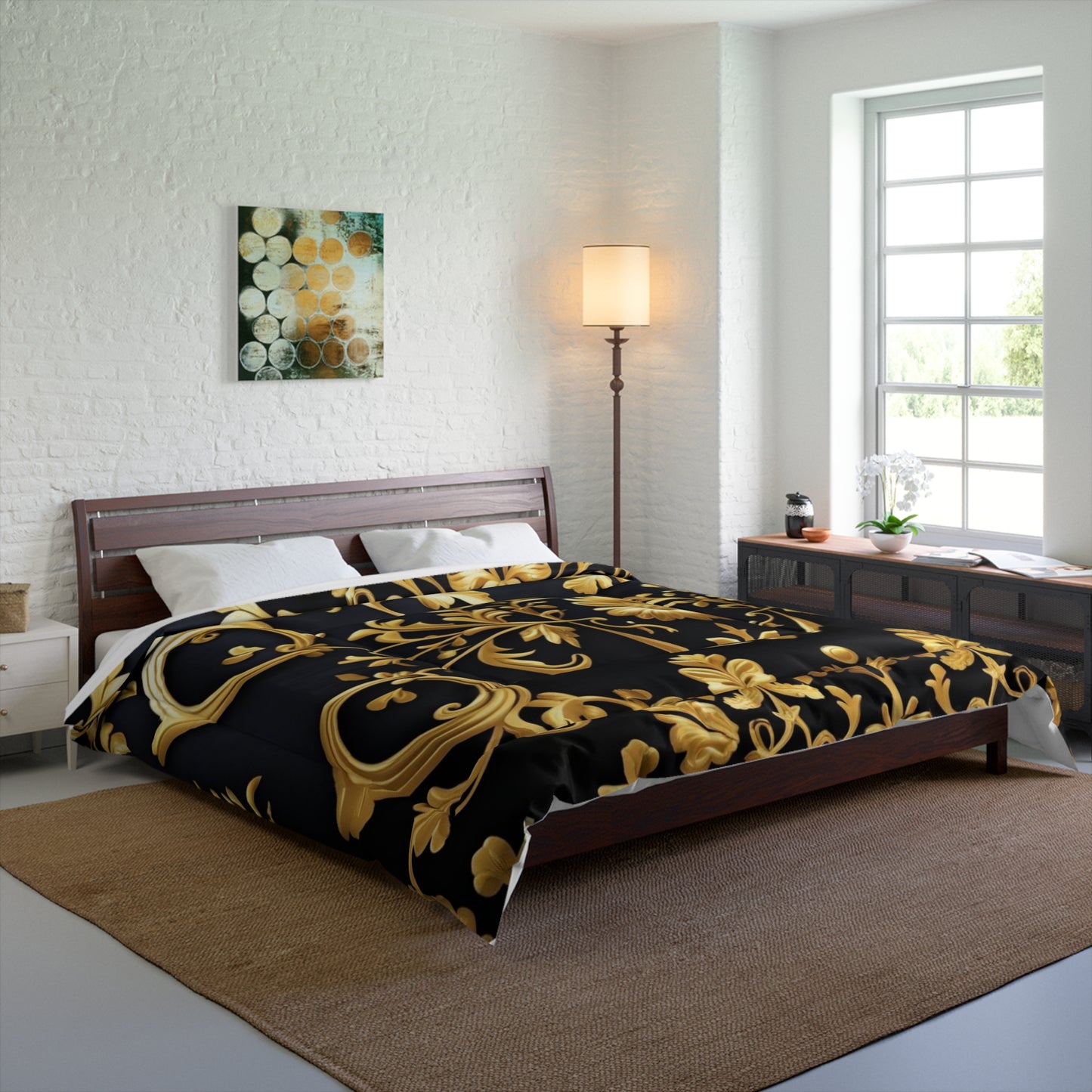 Elegant Floral Comforter, Luxurious Bedding for Home Decor, Black & Gold Design, Cozy Bedding for Weddings, Housewarming Gift, Stylish [...]