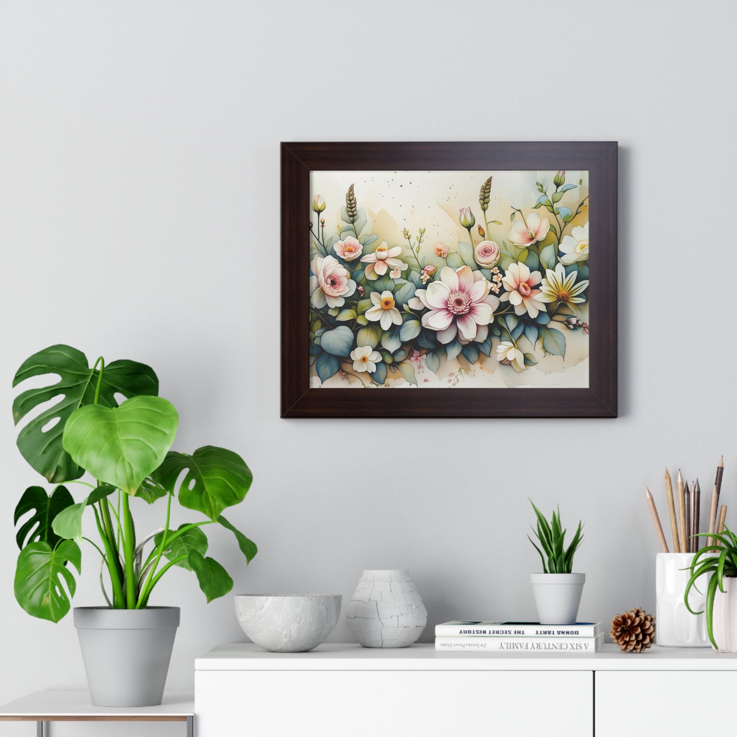 Floral Home Decor Art Print, Framed Botanical Poster, Gift for Plant Lovers, Wall Art for Living Room, Flower Decoration