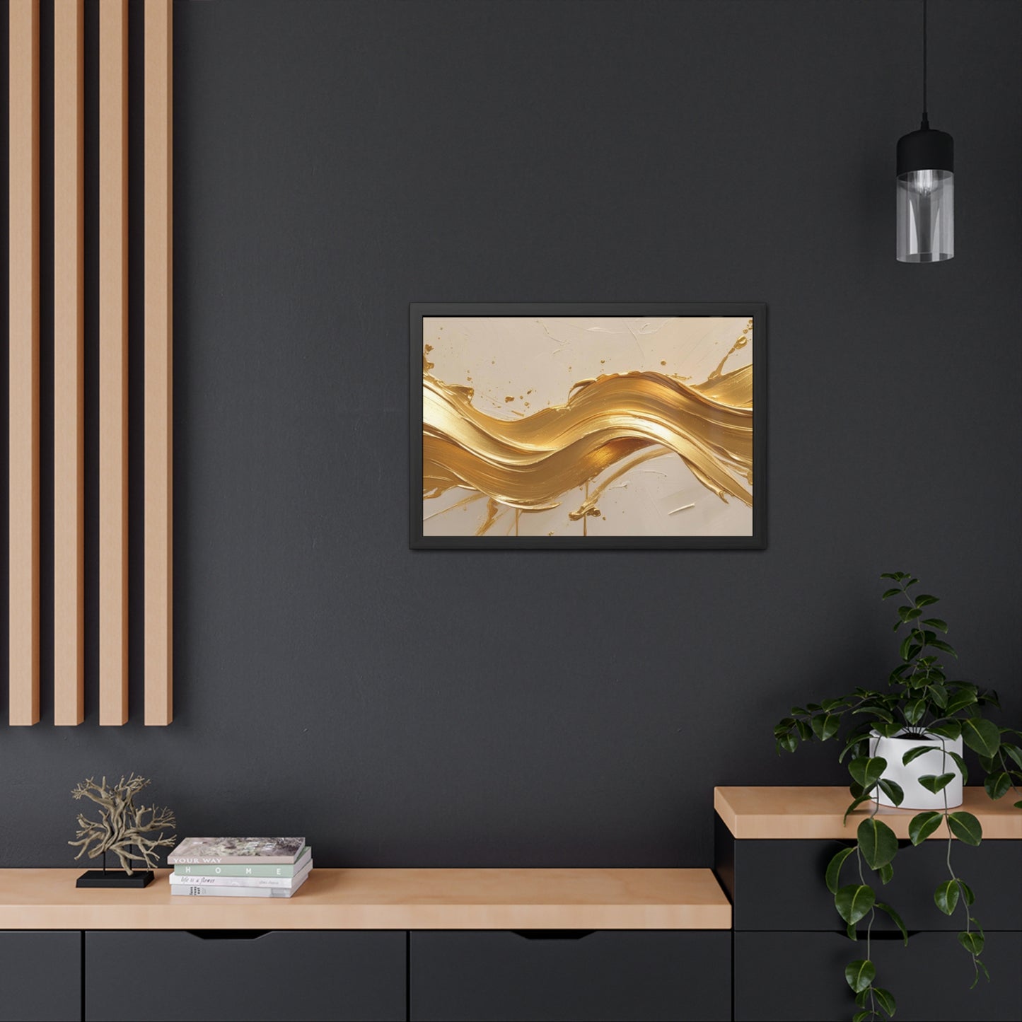 Elegant Gold Wave Framed Poster