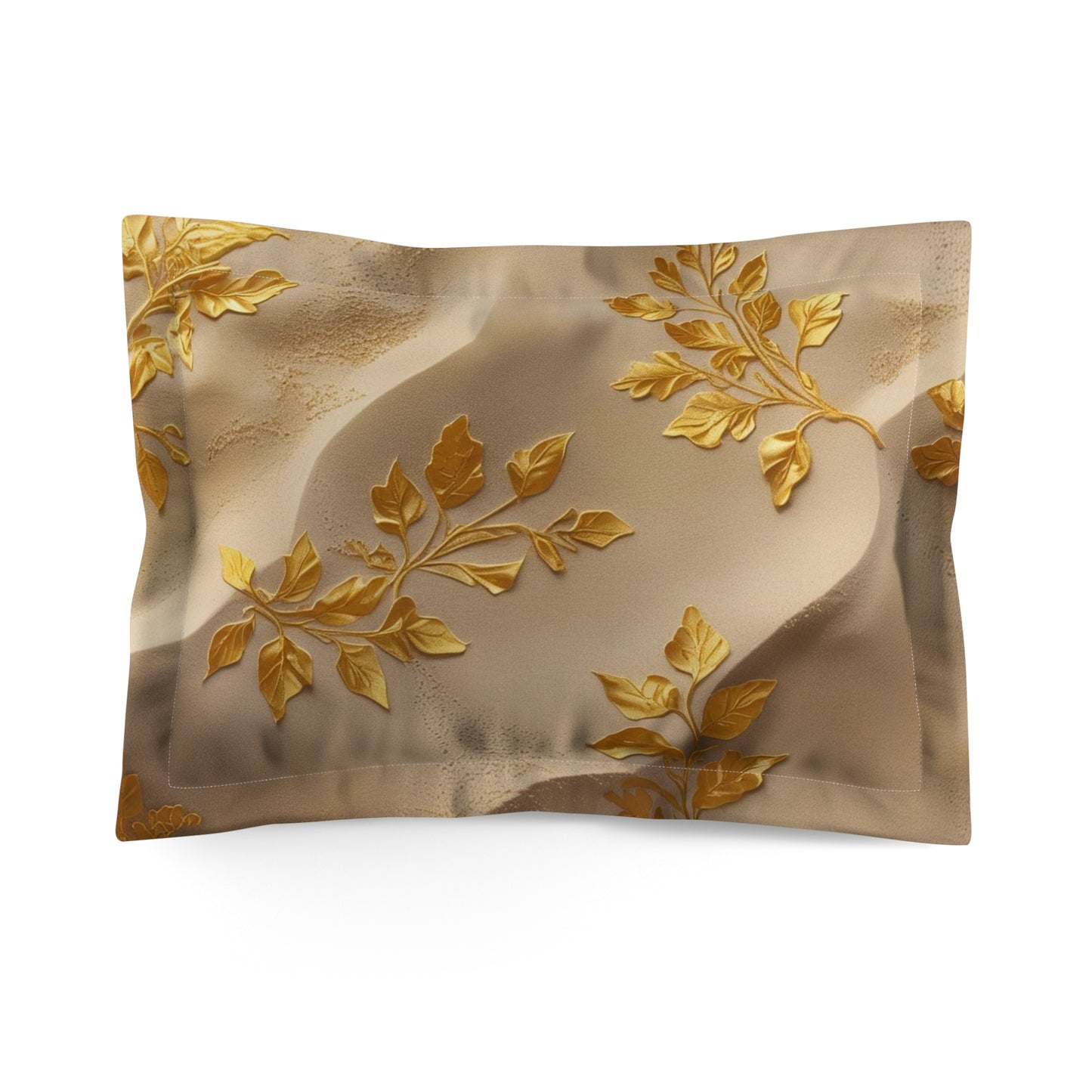 Elegant Golden Leaf Microfiber Pillow Sham