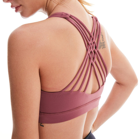 Four-line cross beauty back fitness bra