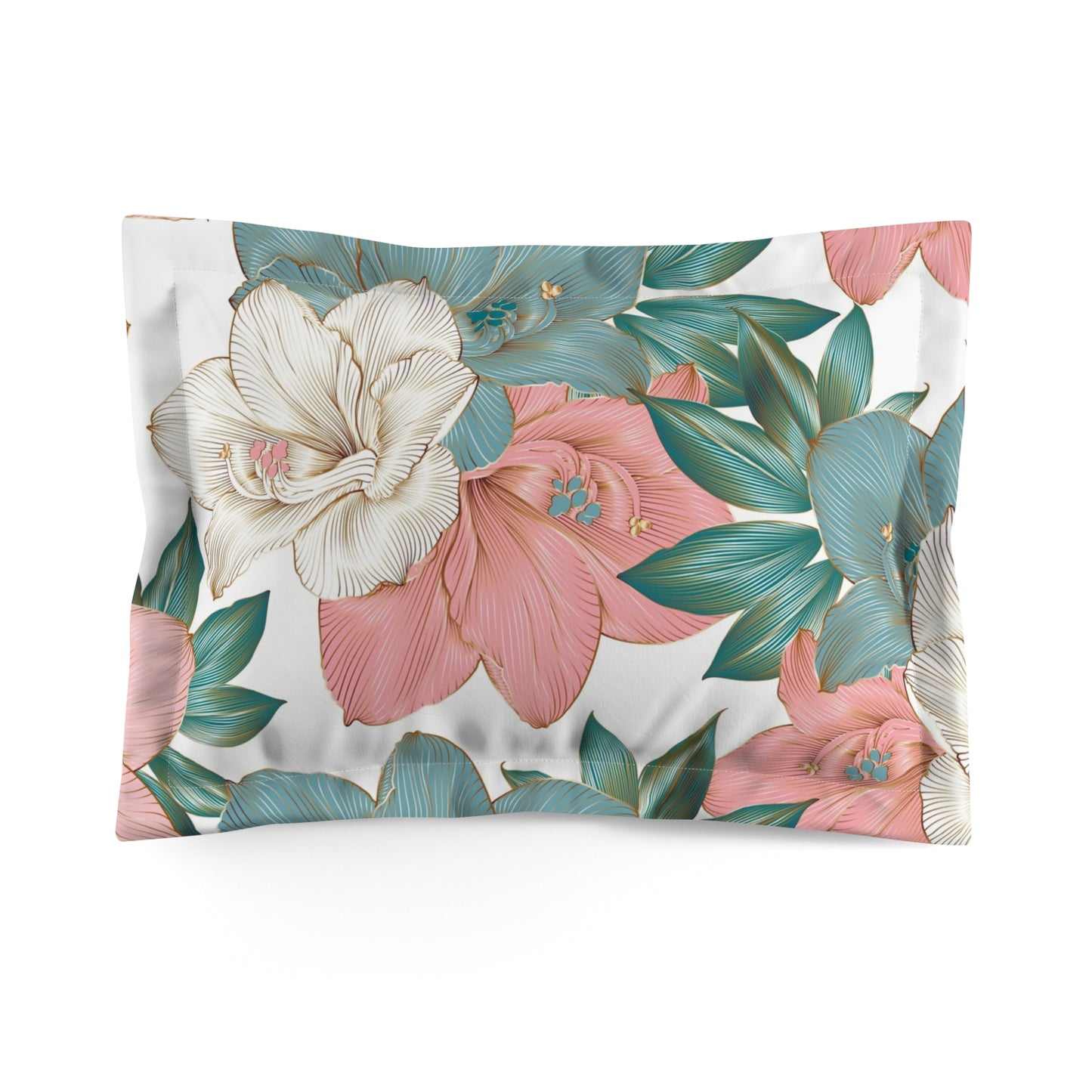 Floral Microfiber Pillow Sham, Soft Pillow Case, Bedroom Decor, Flower Pattern Pillowcase, Gift for Home, Bedding Accent