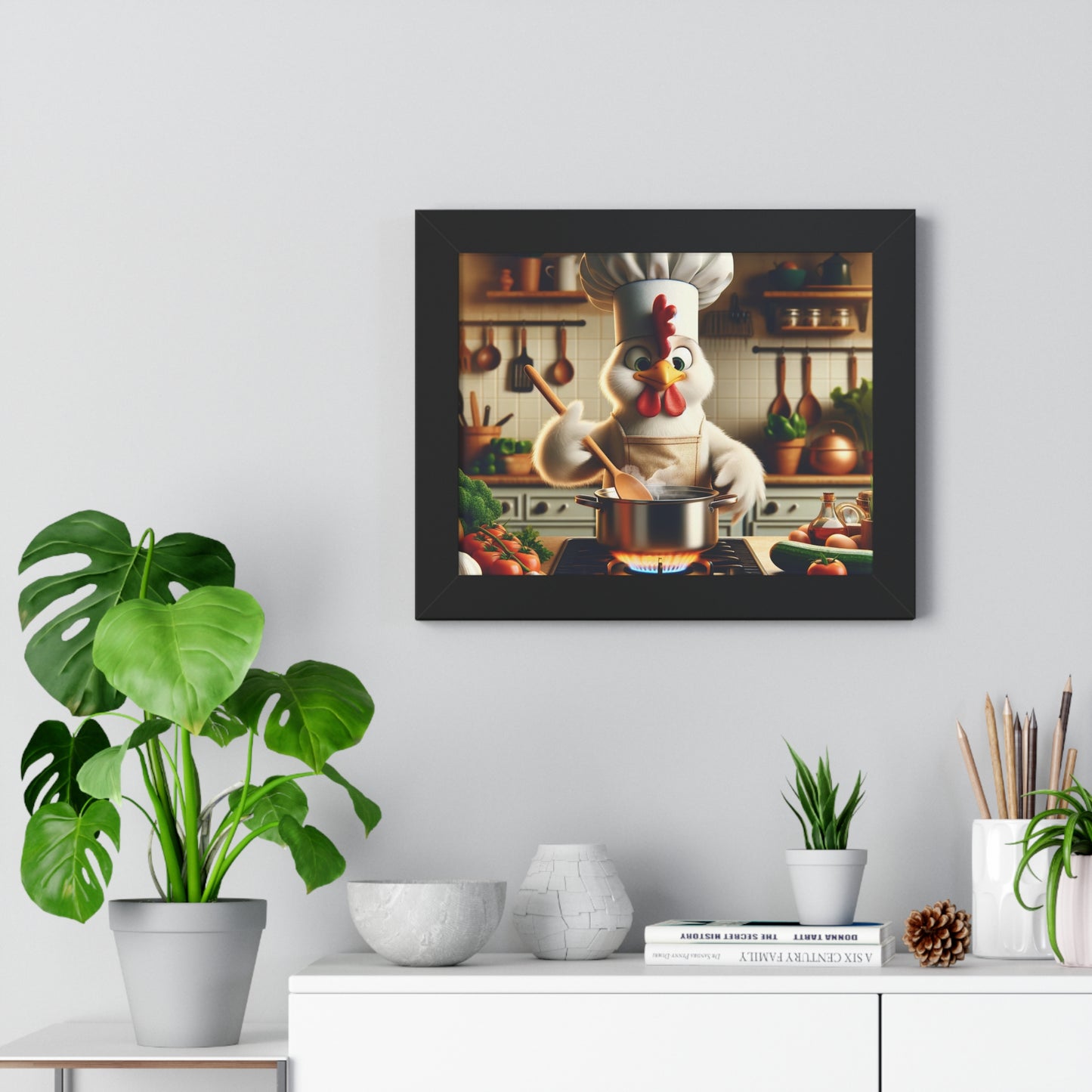 Chef Chicken Poster, Kitchen Decor, Culinary Art