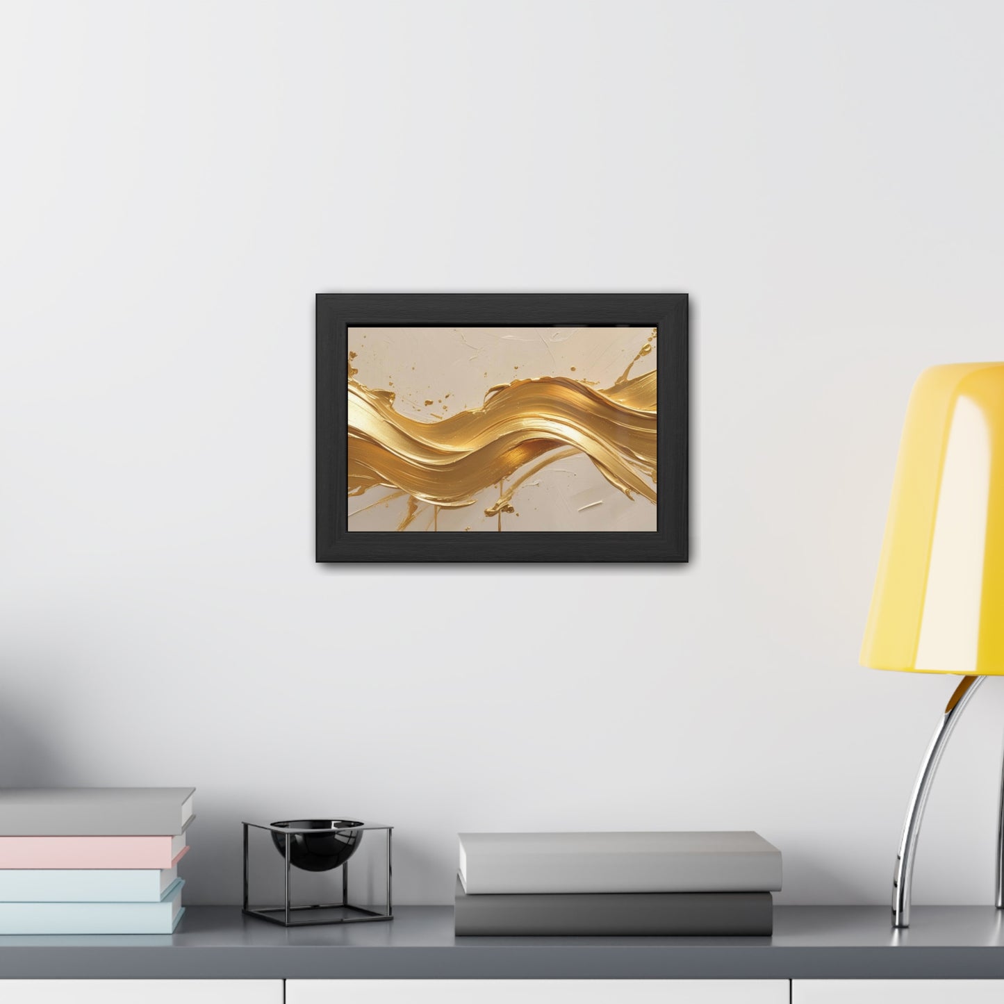 Elegant Gold Wave Framed Poster
