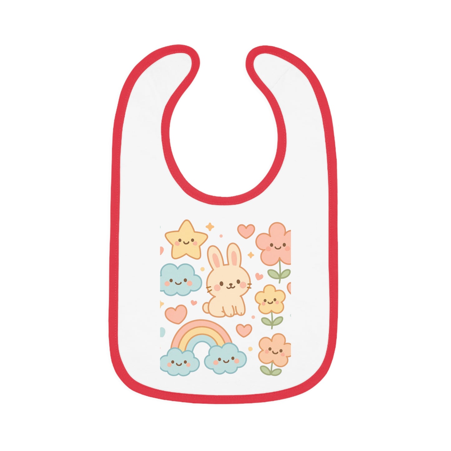 Cute Baby Bib with Bunny & Rainbow Design