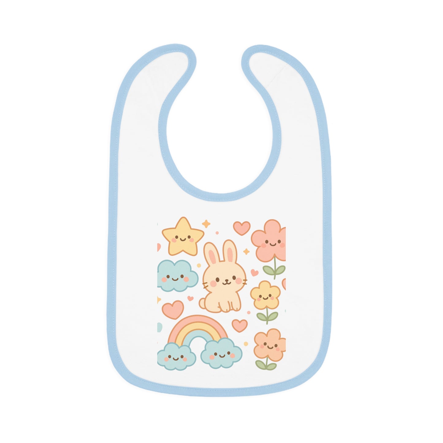 Cute Baby Bib with Bunny & Rainbow Design