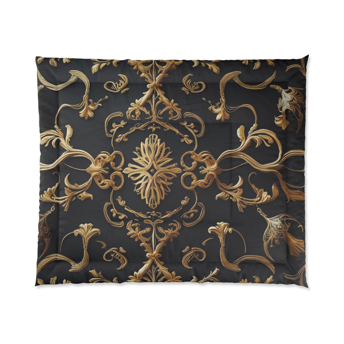 Luxurious Golden Floral Comforter, Wedding or Anniversary Gift