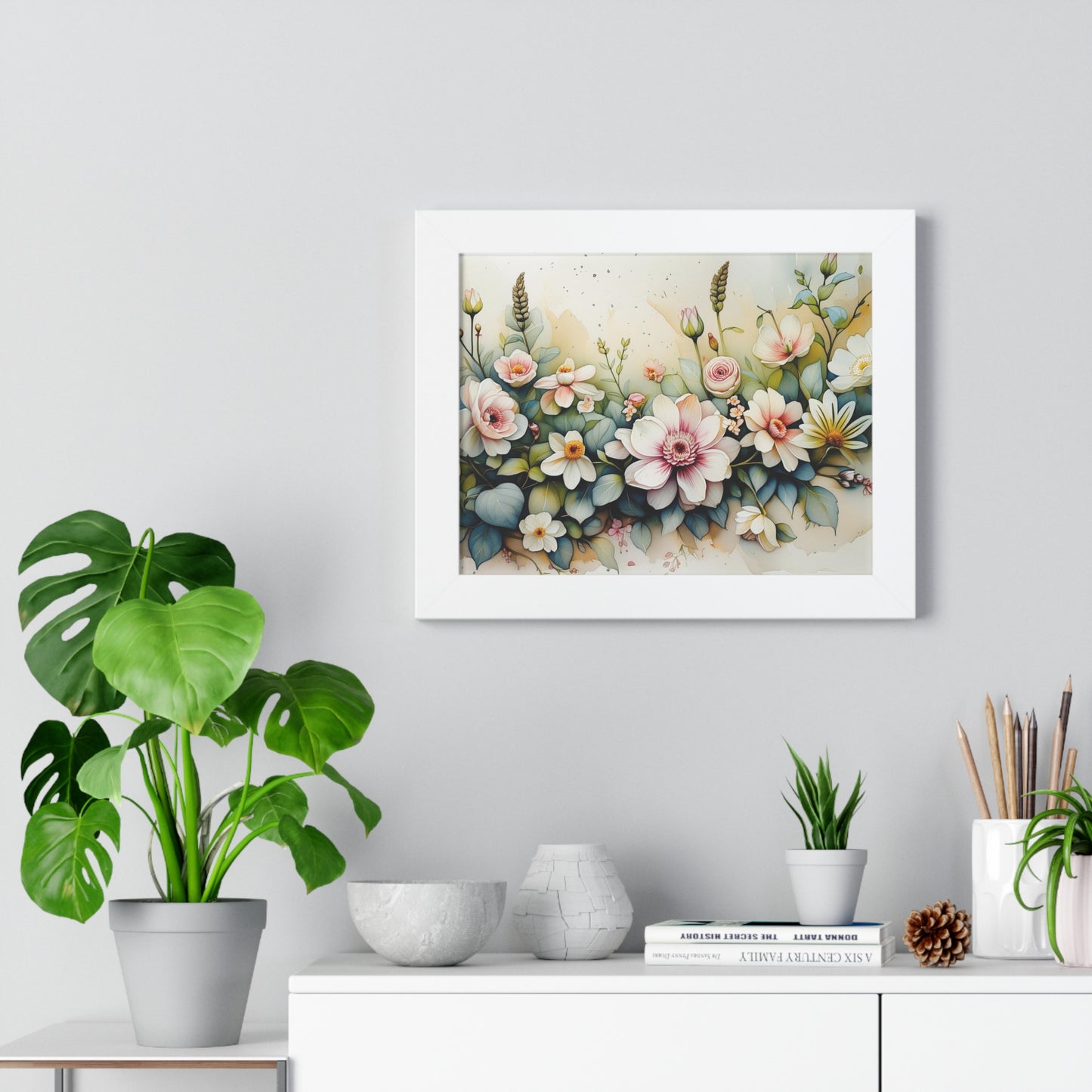 Floral Home Decor Art Print, Framed Botanical Poster, Gift for Plant Lovers, Wall Art for Living Room, Flower Decoration