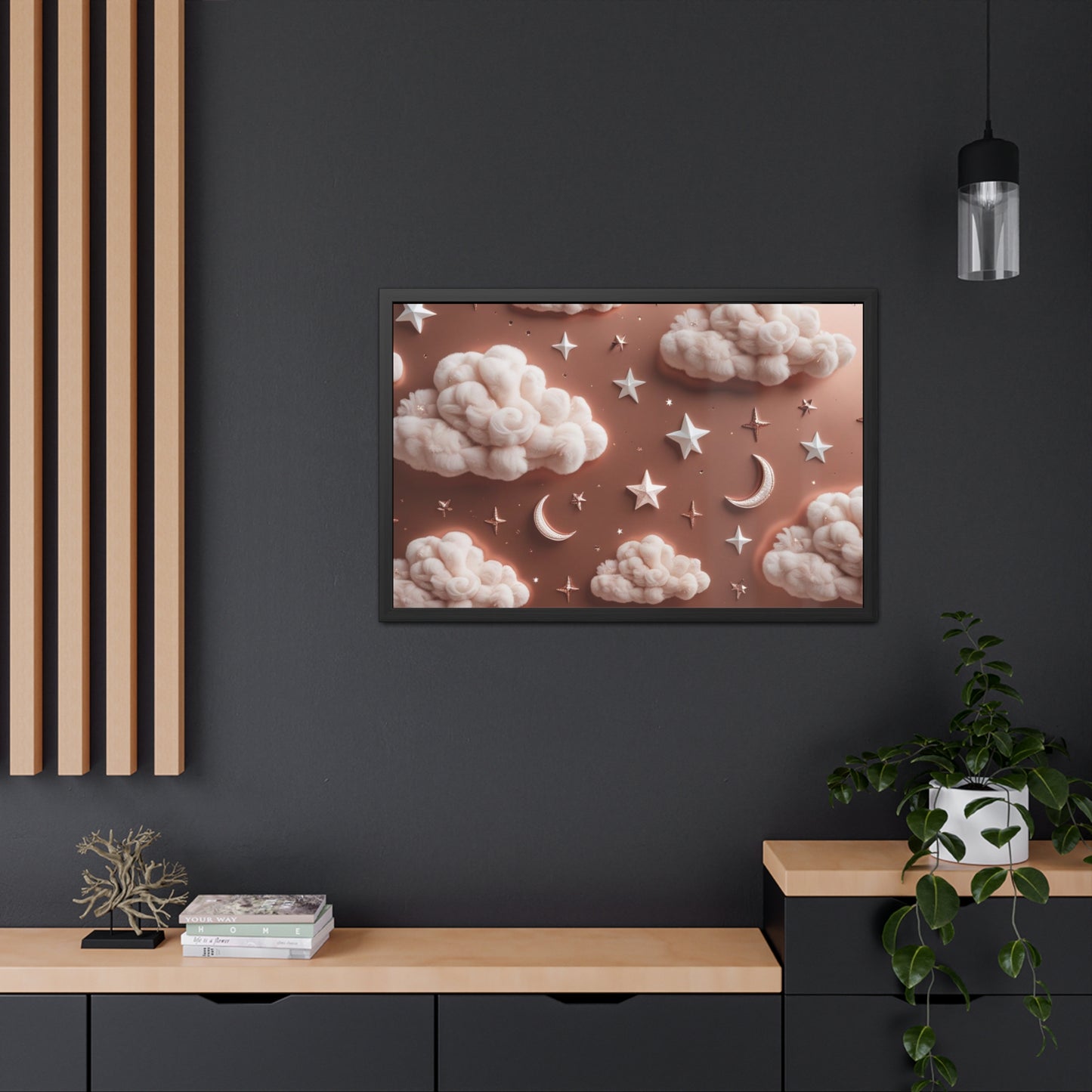 Framed Cloud and Star Poster, Nursery Wall Art, Gift for Baby Shower