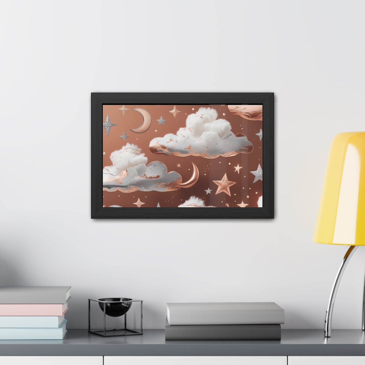 Cozy Celestial Framed Poster, Dreamy Nursery Artwor, Gift for Astronomers