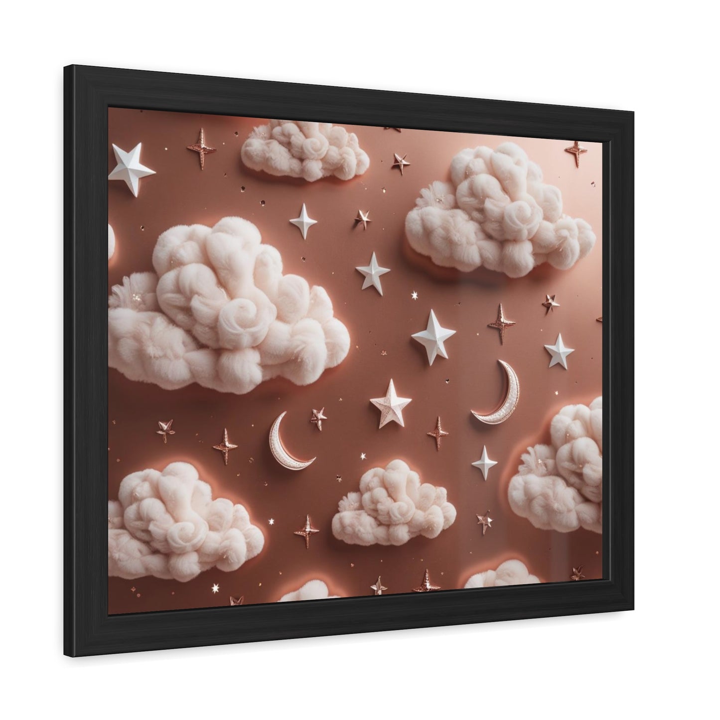 Framed Cloud and Star Poster, Nursery Wall Art, Gift for Baby Shower