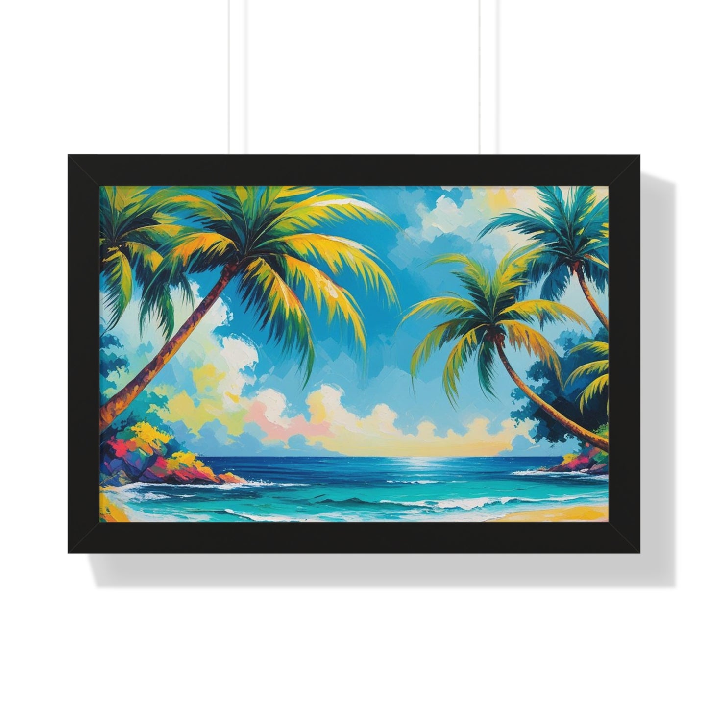 Tropical Framed Poster, Colorful Beach Art