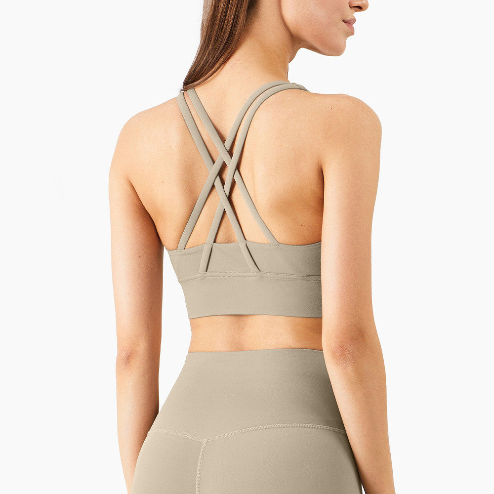 Quick-drying cross strap sports fitness suit