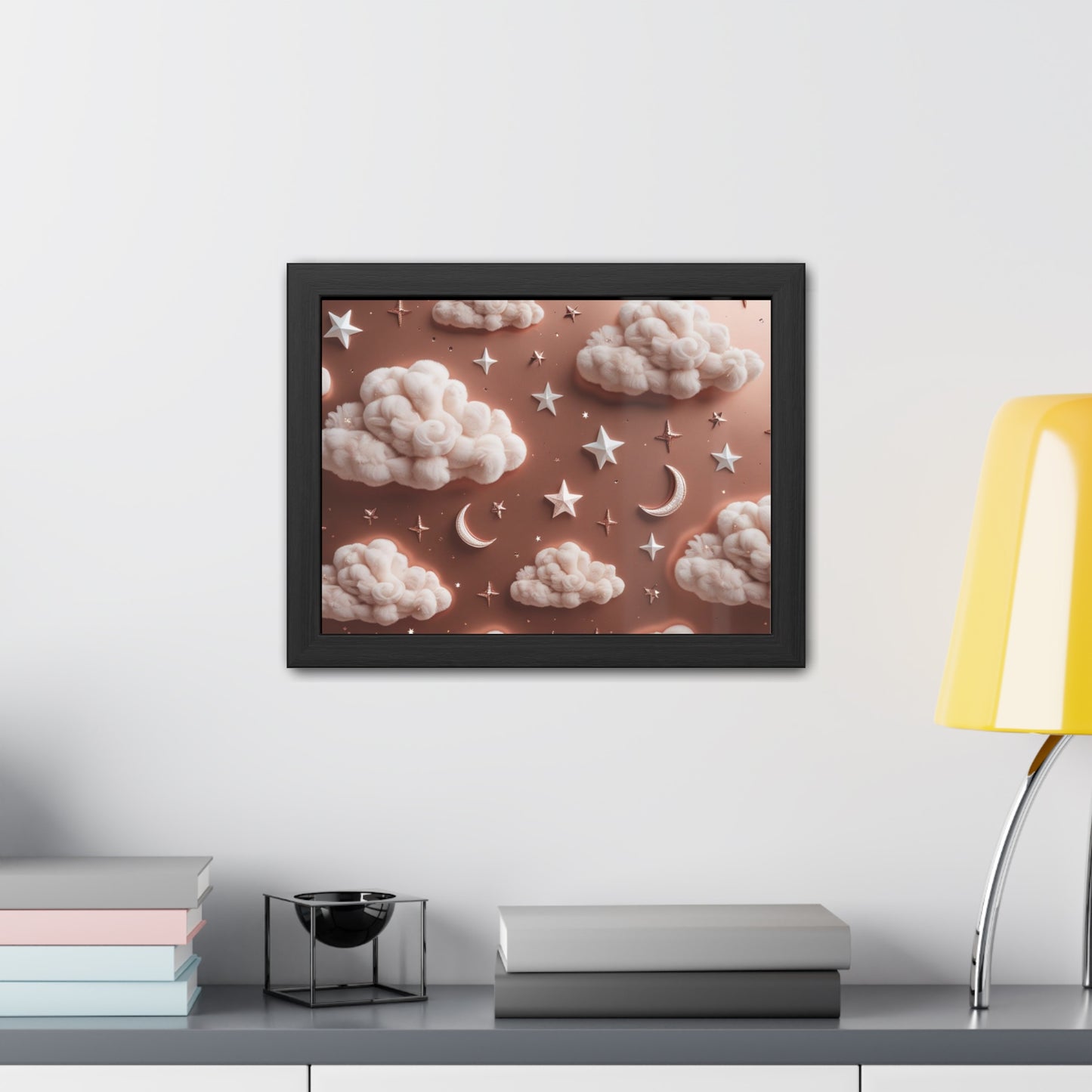 Framed Cloud and Star Poster, Nursery Wall Art, Gift for Baby Shower