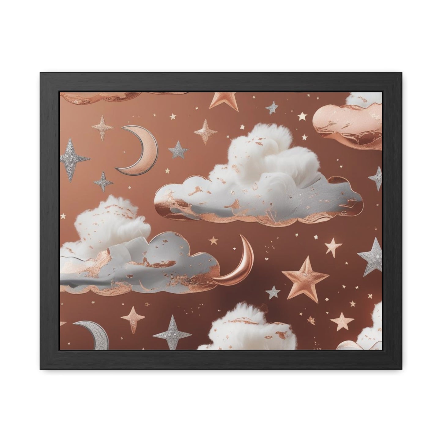 Cozy Celestial Framed Poster, Dreamy Nursery Artwor, Gift for Astronomers