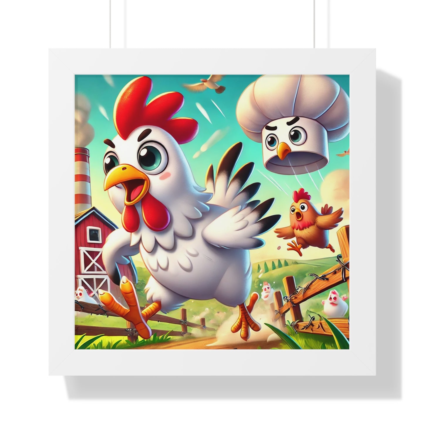 Whimsical Chicken Framed Poster